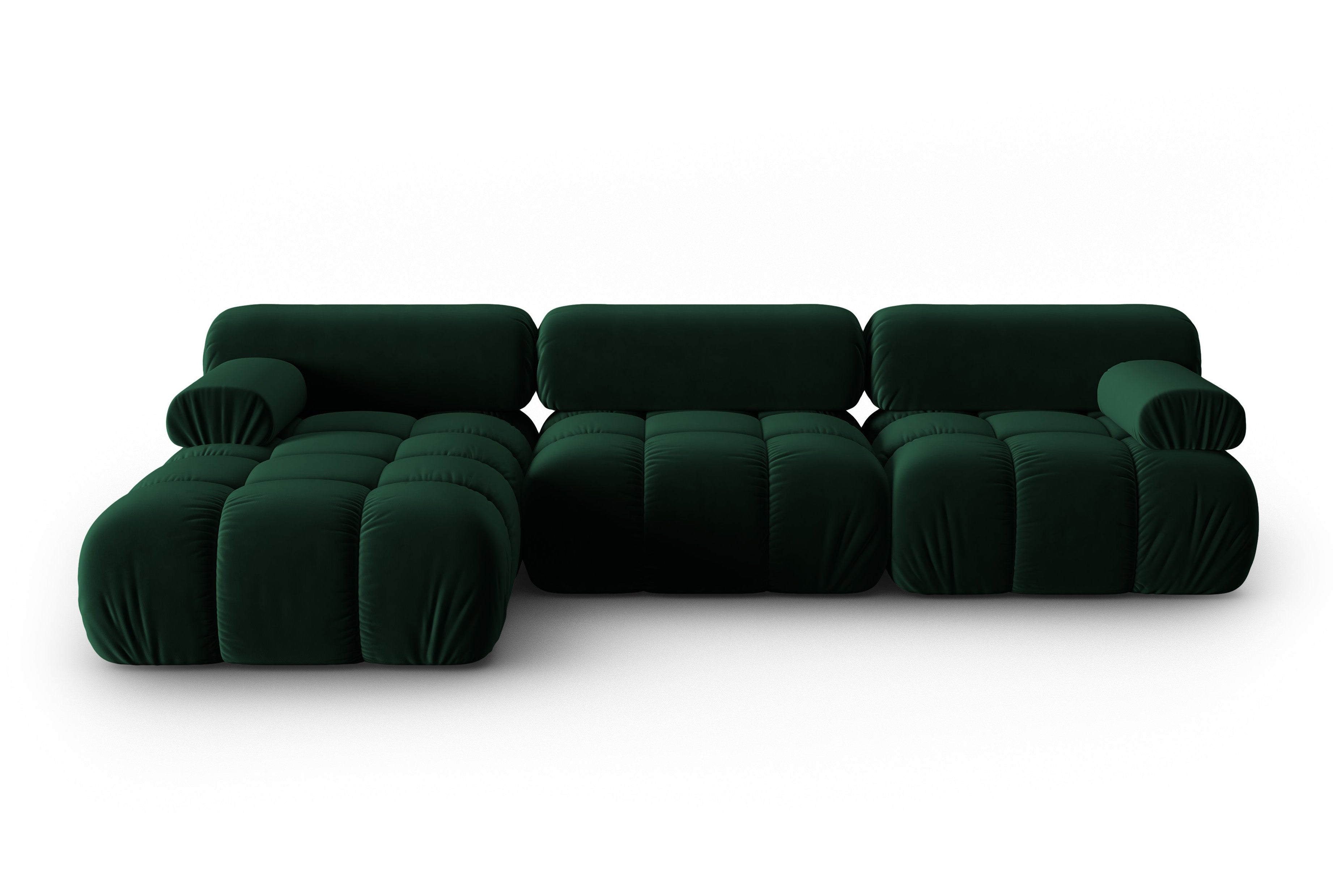 Samt-Ecksofa für 4 Personen, links CORTINA, flaschengrün