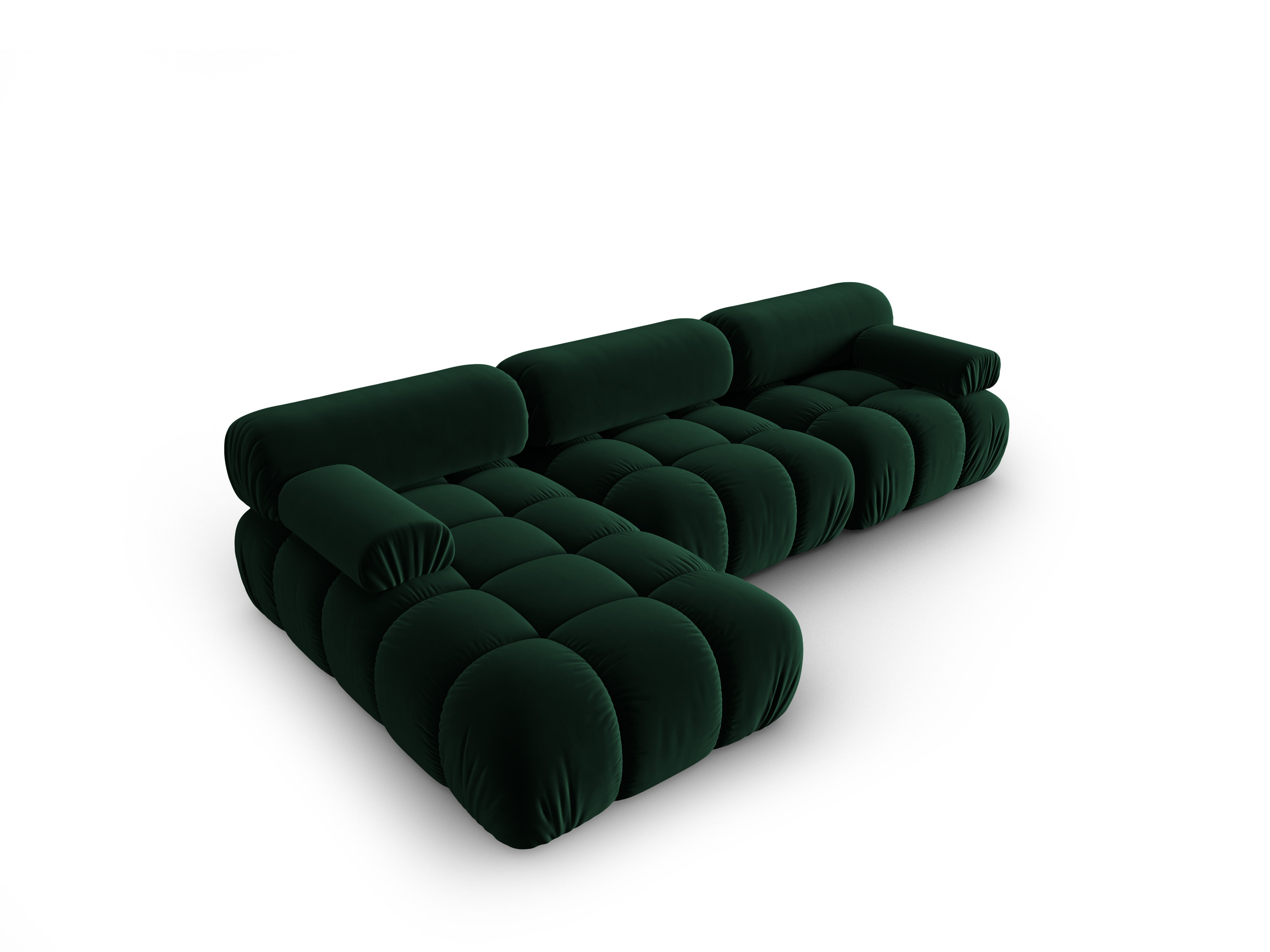 Samt-Ecksofa für 4 Personen, links CORTINA, flaschengrün