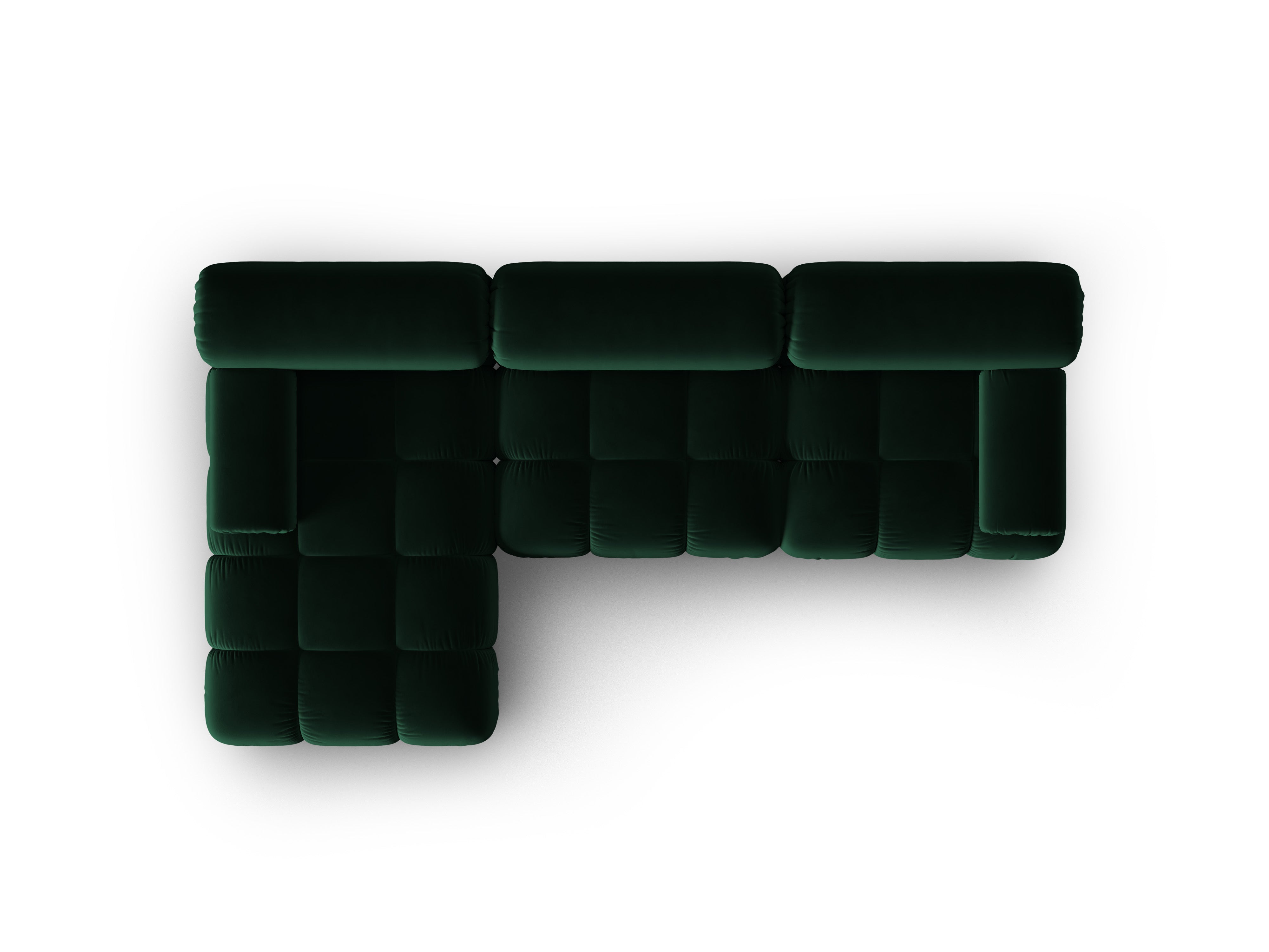 Samt-Ecksofa für 4 Personen, links CORTINA, flaschengrün