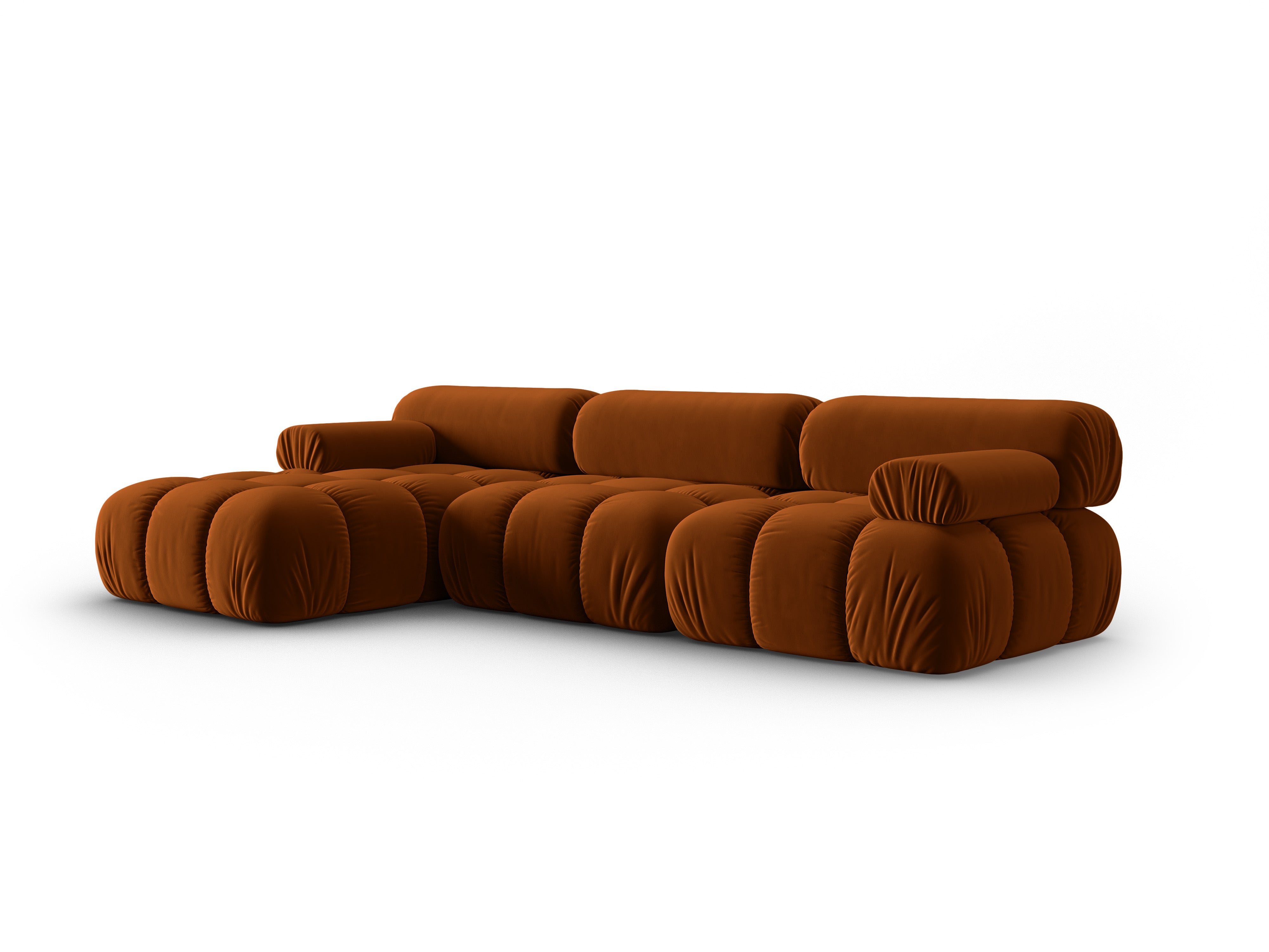Samt-Ecksofa für 4 Personen links CORTINA ziegelrot