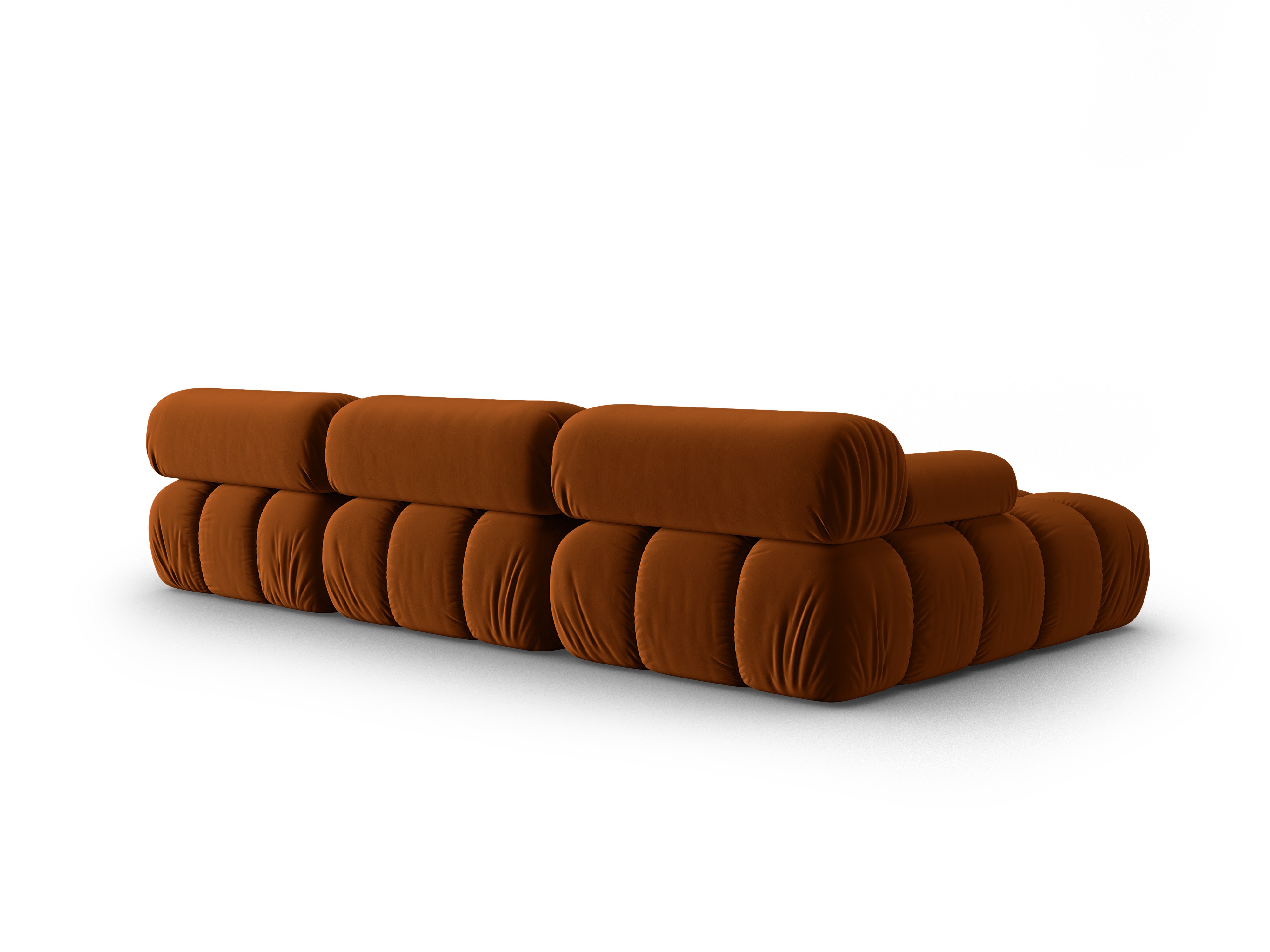 Samt-Ecksofa für 4 Personen links CORTINA ziegelrot