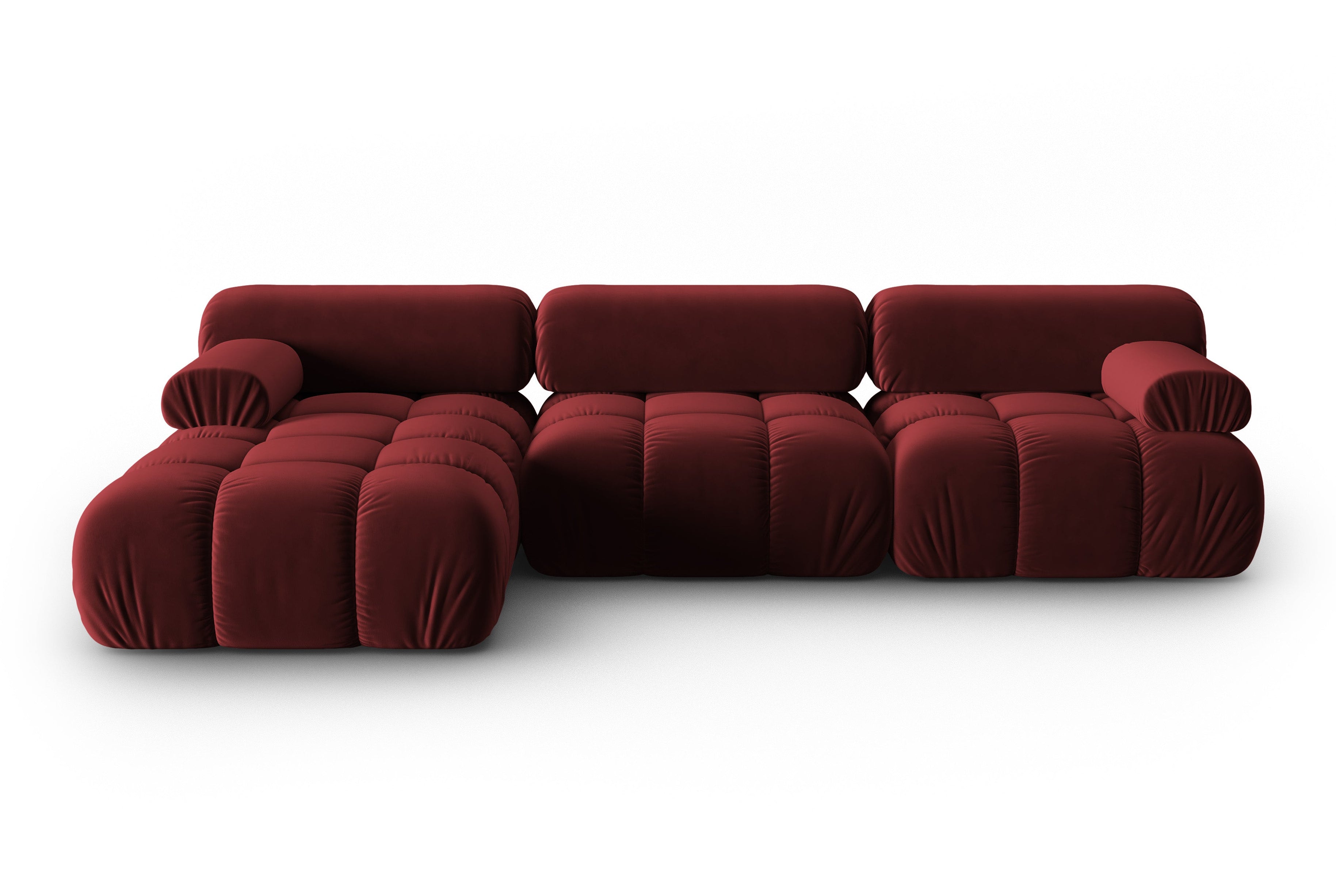 Samt-Ecksofa für 4 Personen links CORTINA weinrot