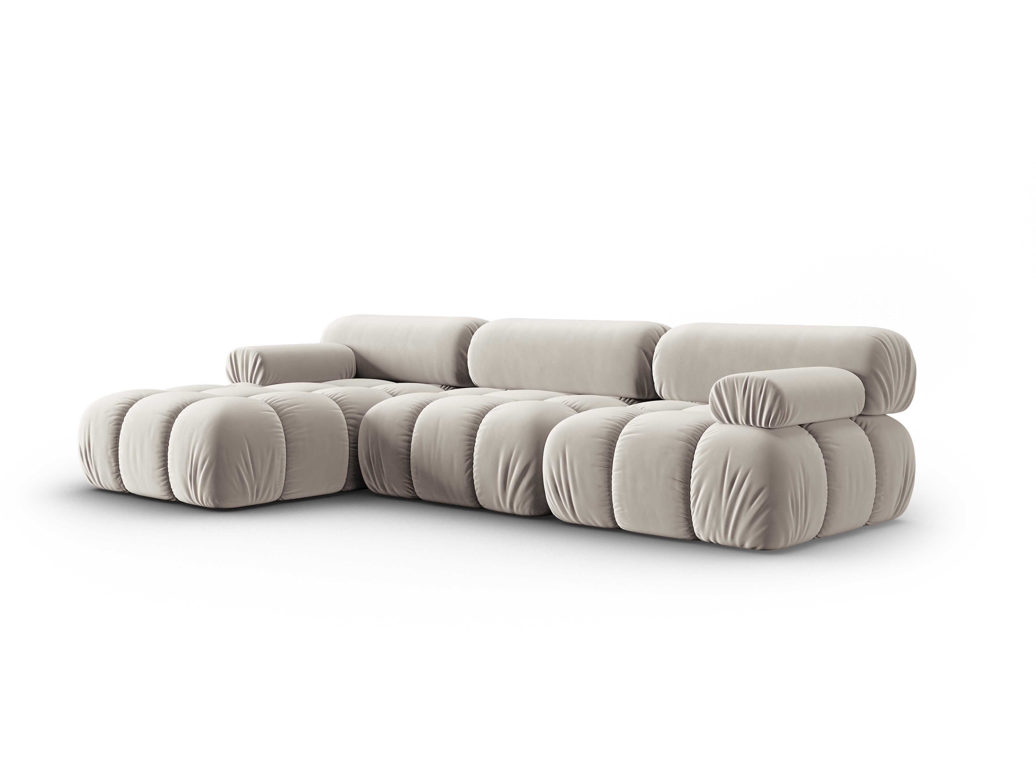 Samt-Ecksofa für 4 Personen links CORTINA beige