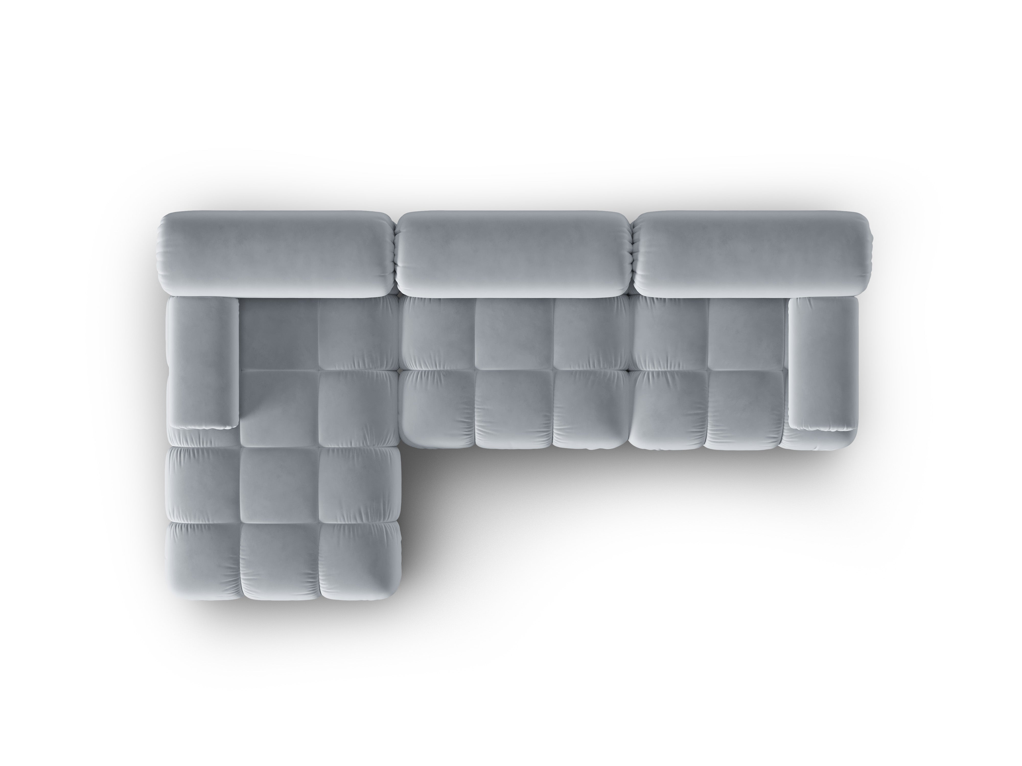Velvet Corner Sofa for 4 People, Left Side, CORTINA, Light Blue
