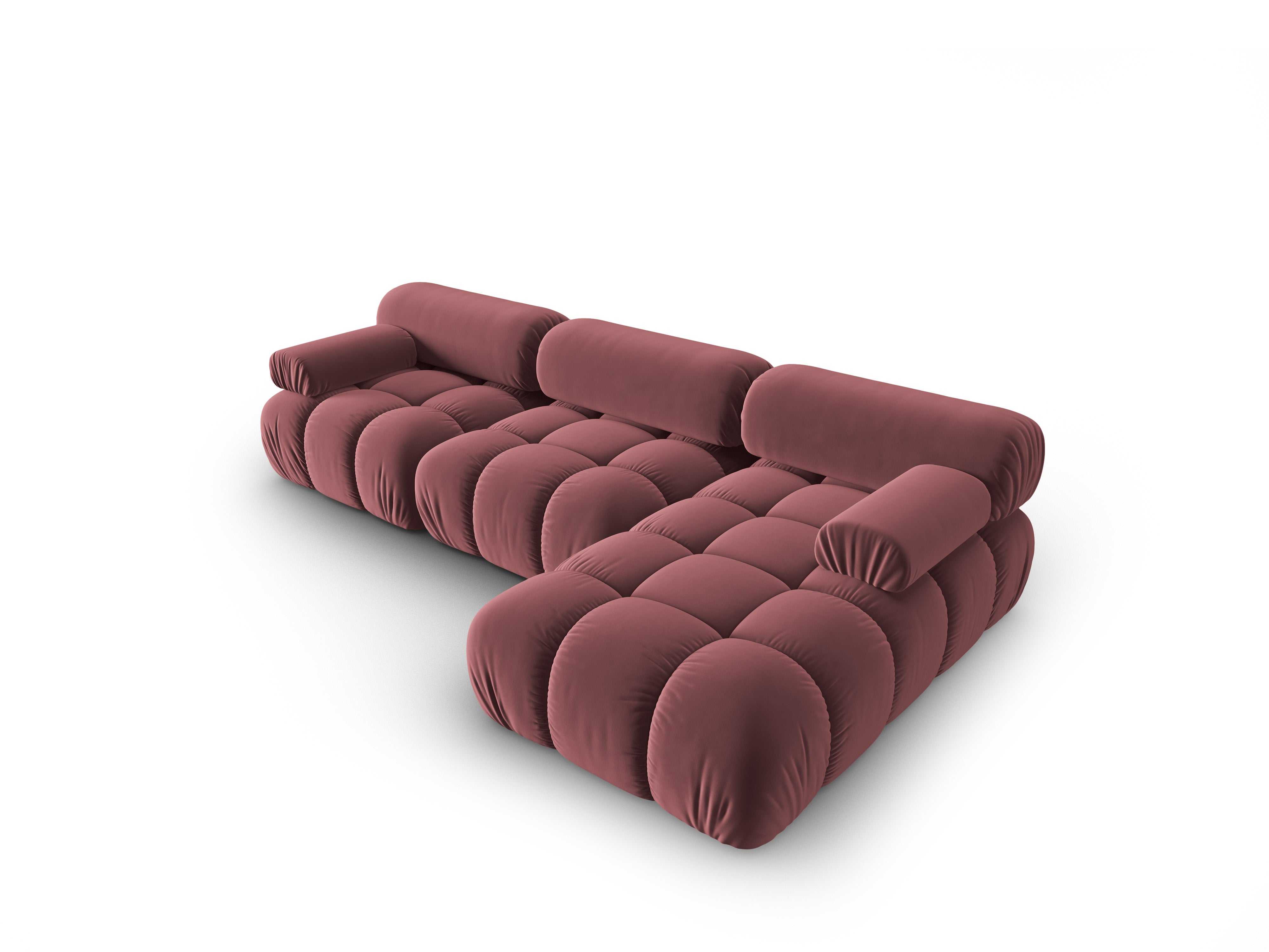 Samt-Ecksofa für 4 Personen rechts CORTINA rosa