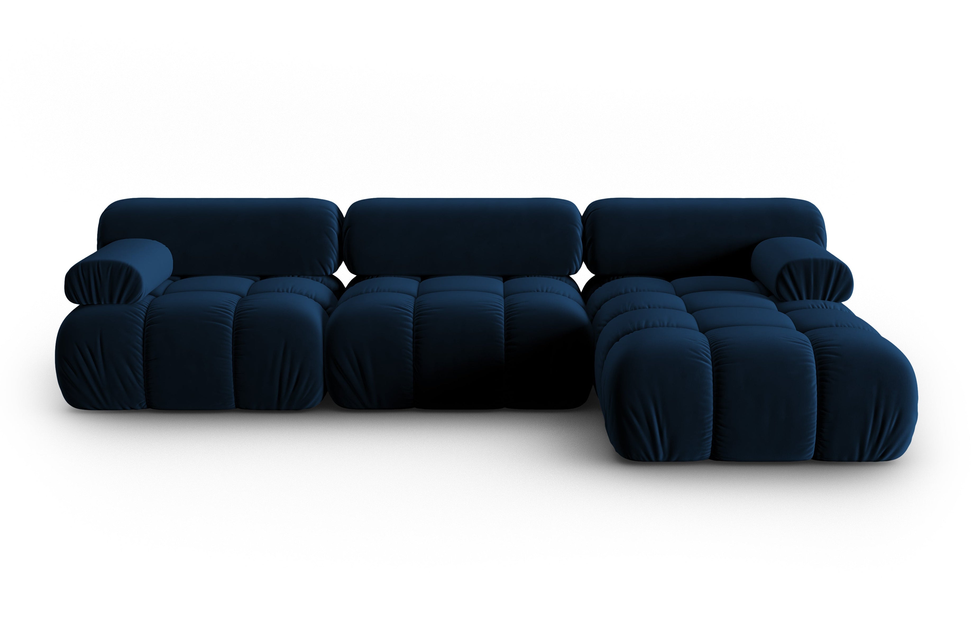 Samt-Ecksofa für 4 Personen, rechtsseitig, CORTINA, königsblau