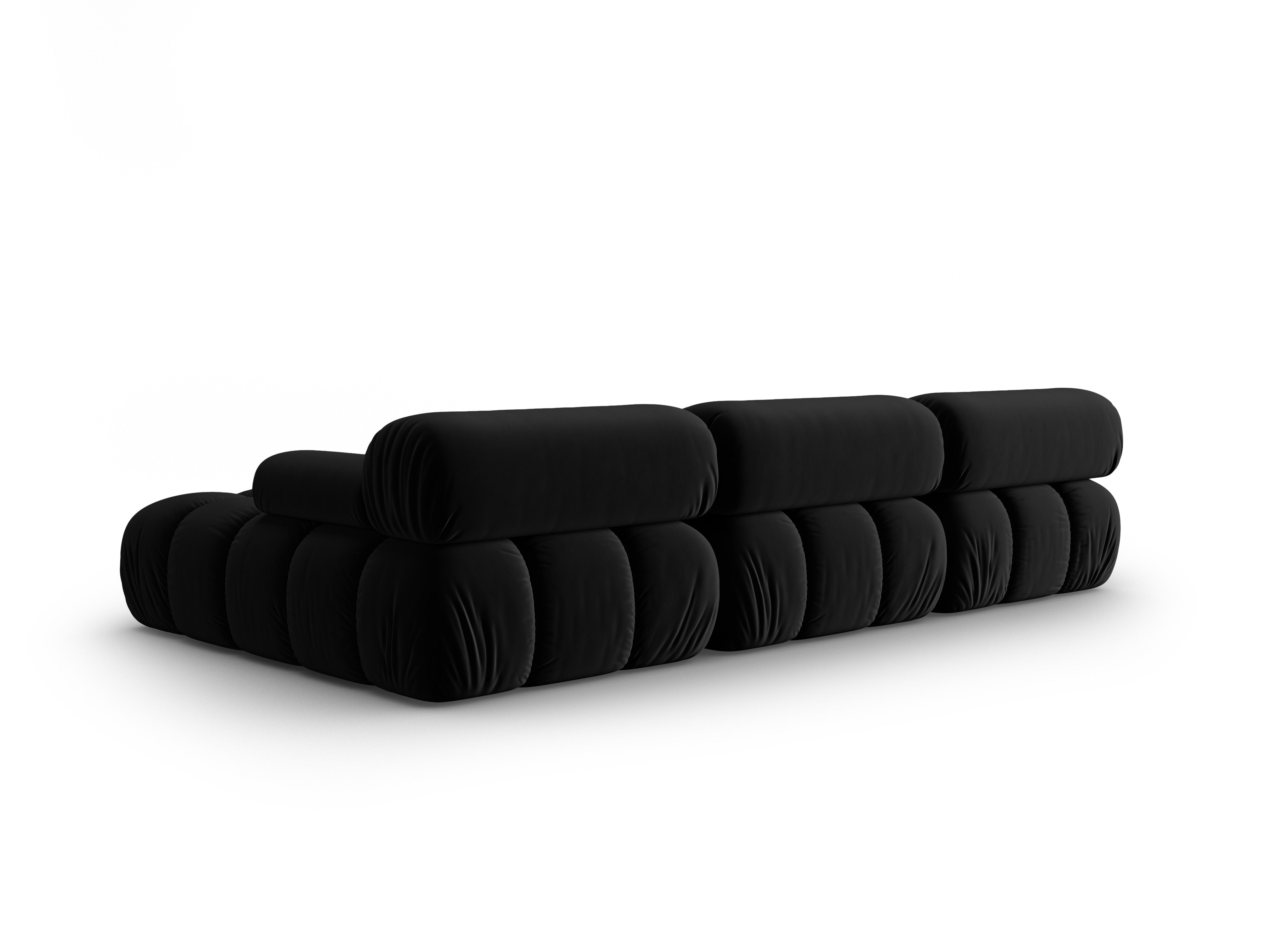 Black Velvet Corner Sofa for 4 People, Right Side, CORTINA