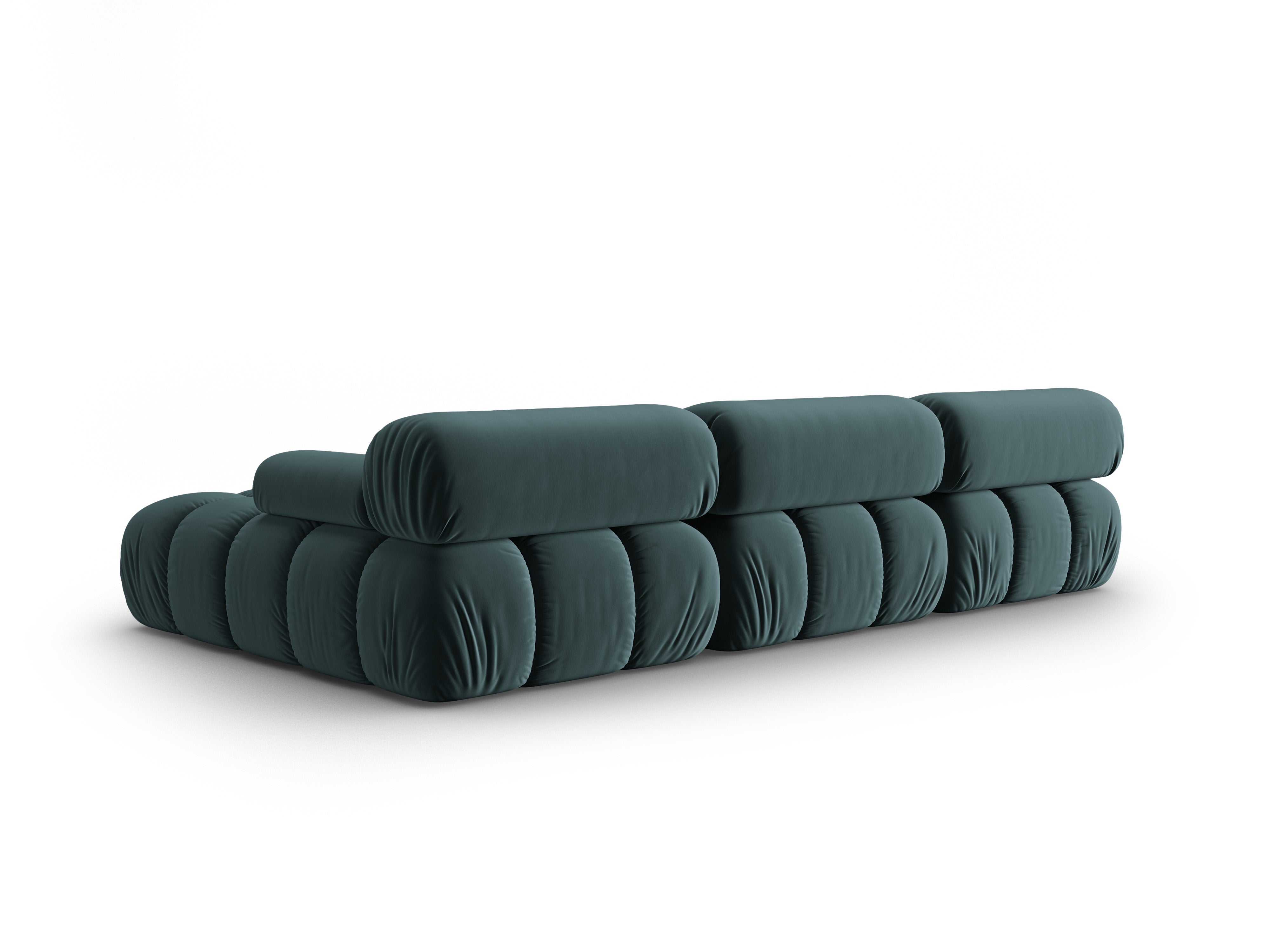Samt-Ecksofa für 4 Personen, rechts CORTINA in Türkis