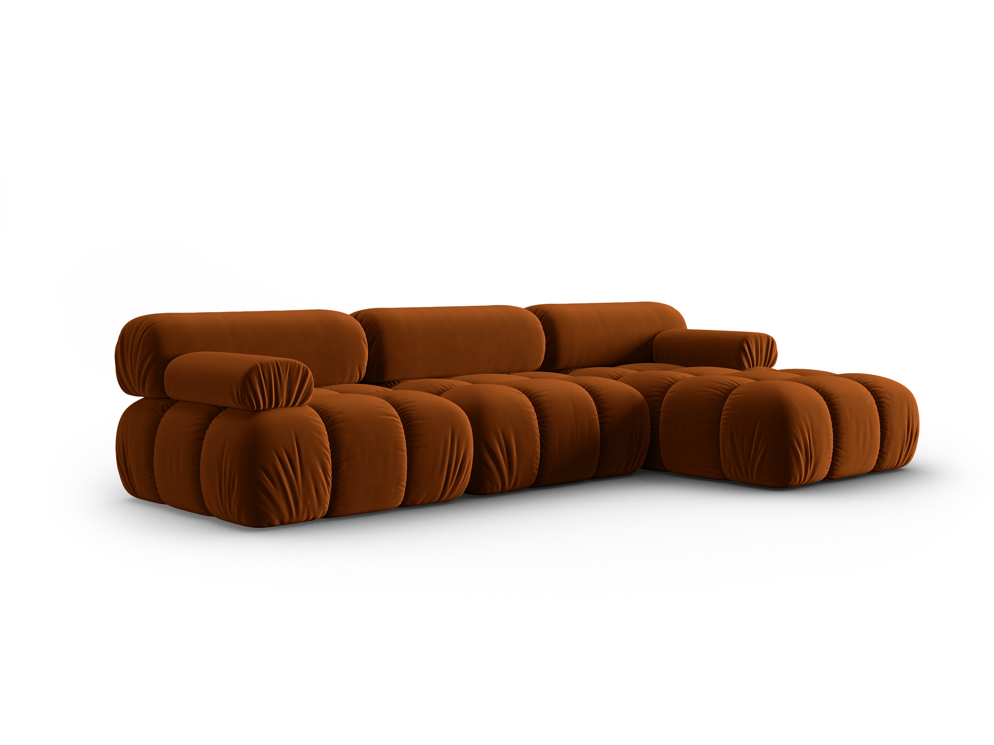 Samt-Ecksofa für 4 Personen rechts CORTINA ziegelrot