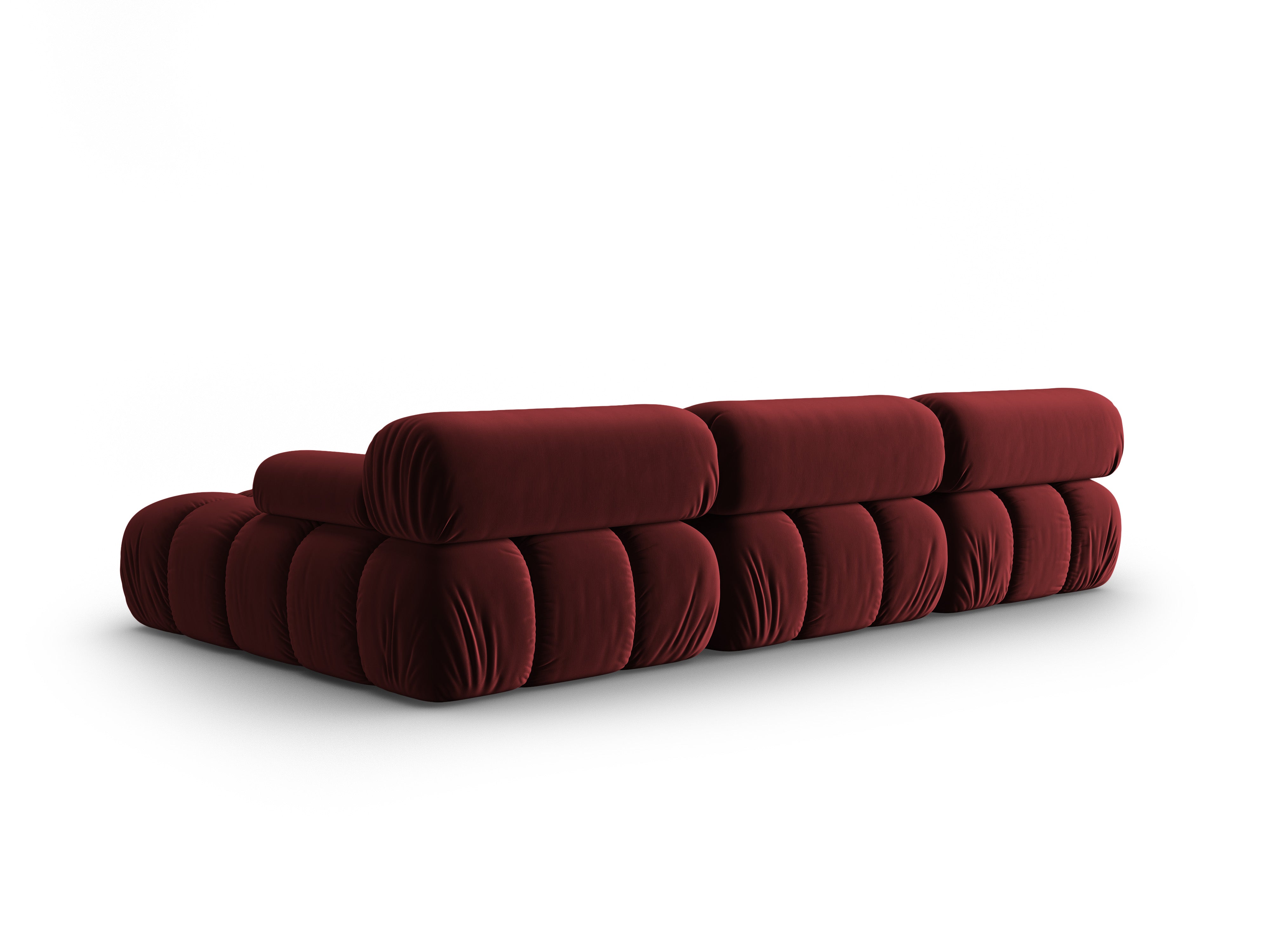 Samt-Ecksofa für 4 Personen, rechts CORTINA, weinrot