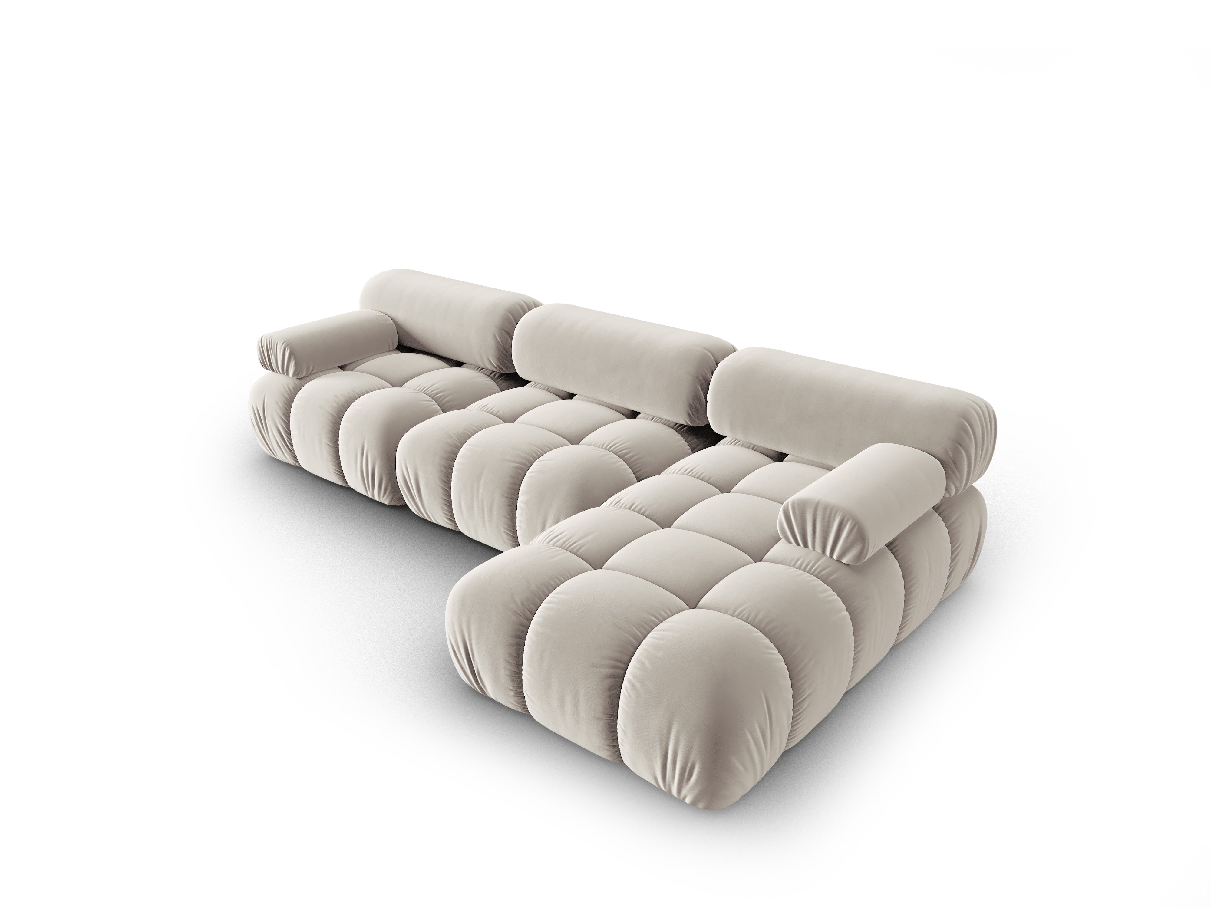 Samt-Ecksofa für 4 Personen rechts CORTINA beige