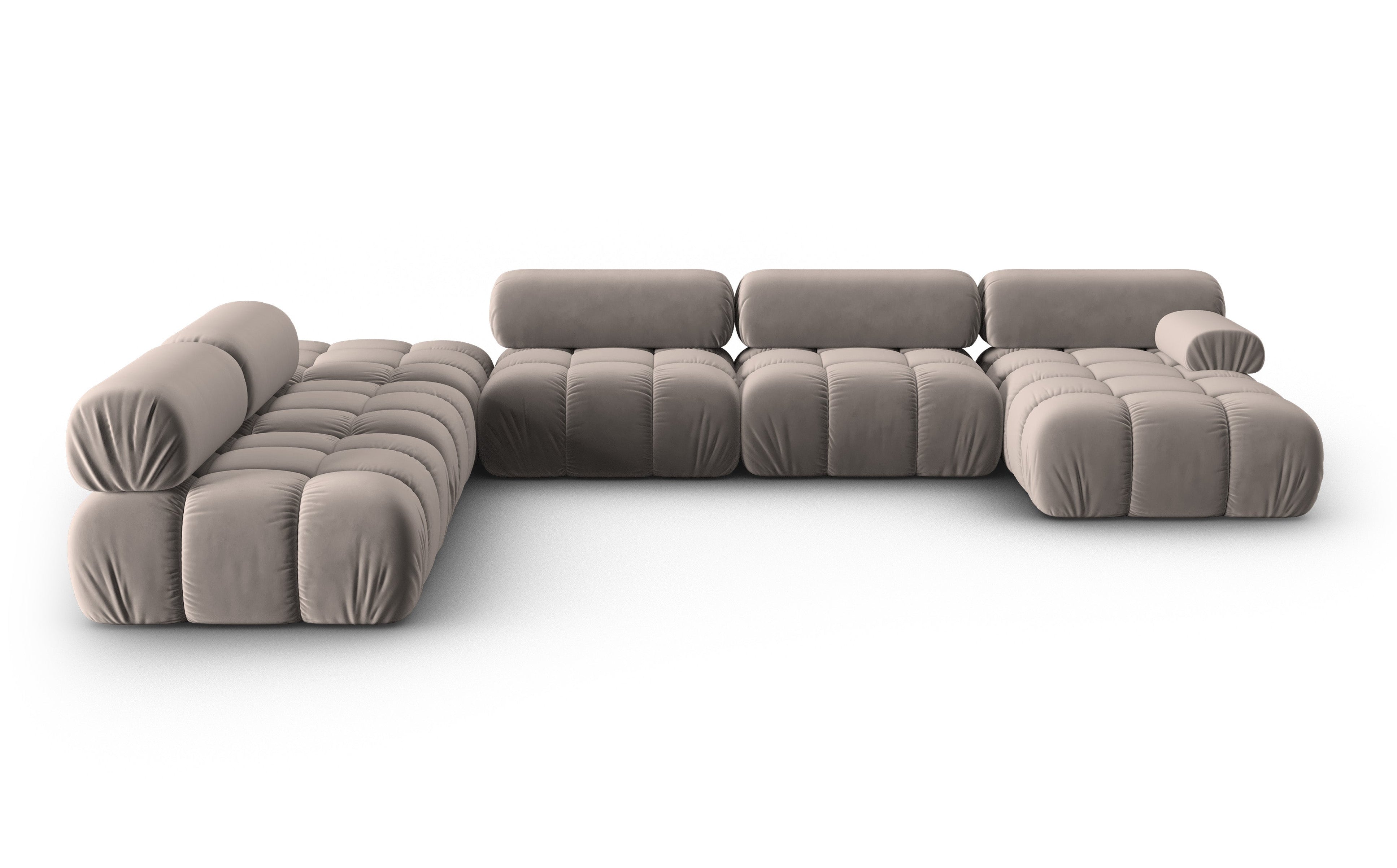 CORTINA Left-Arm Velvet Panoramic Sofa in Cappuccino