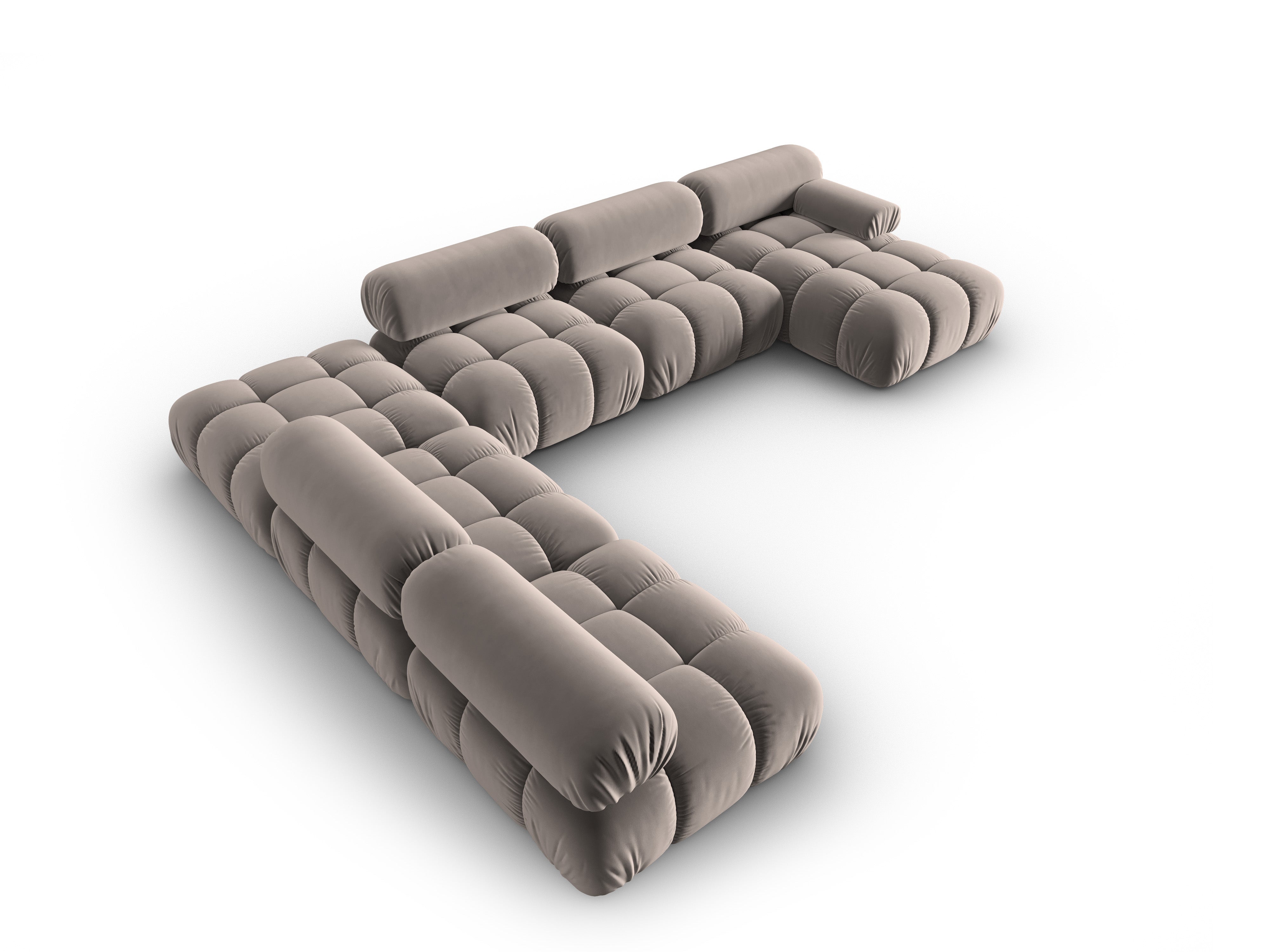 CORTINA Left-Arm Velvet Panoramic Sofa in Cappuccino