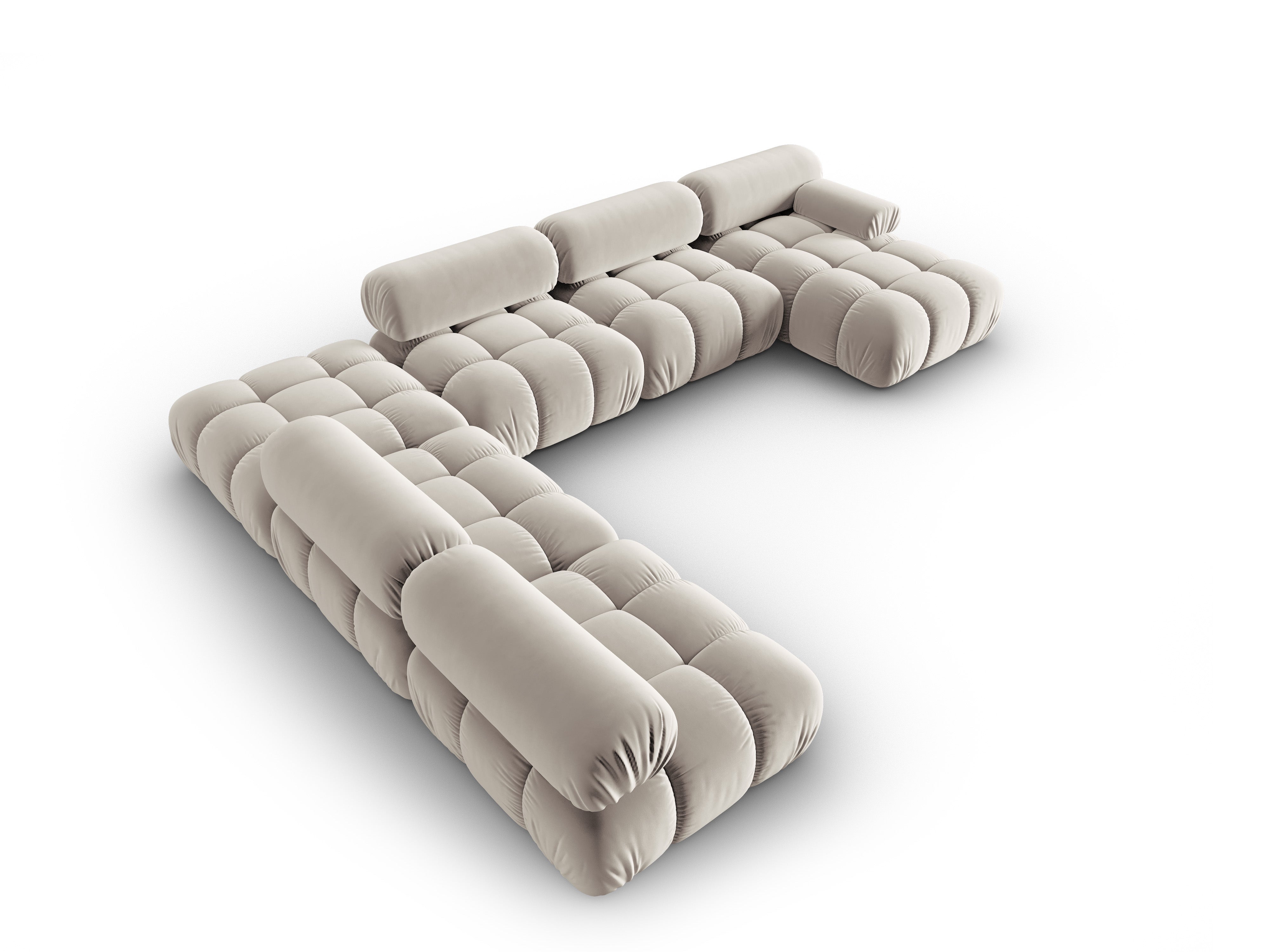 Panoramacouch aus Samt links CORTINA beige