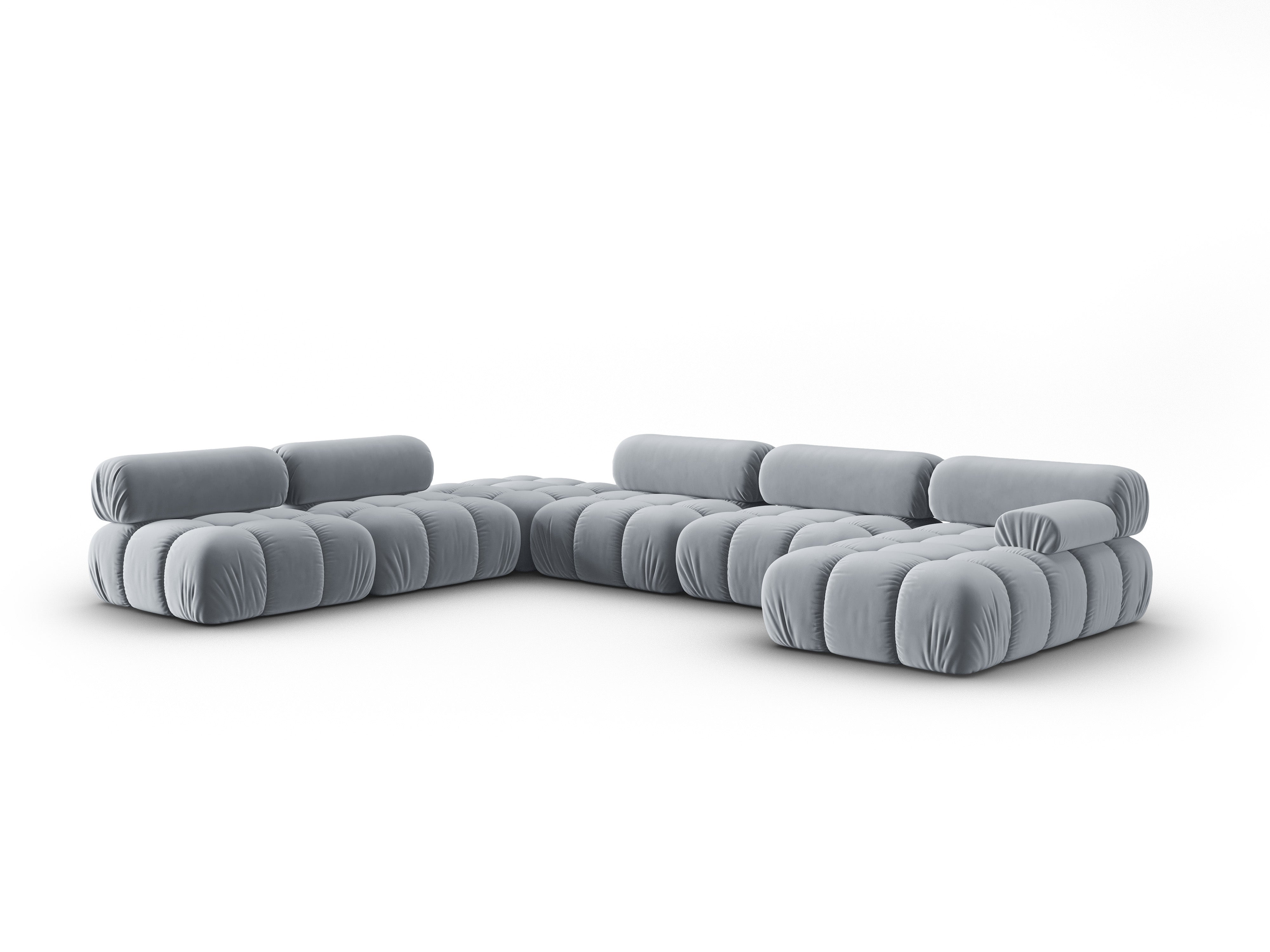 CORTINA Blue Left-Hand Velvet Panoramic Corner Sofa