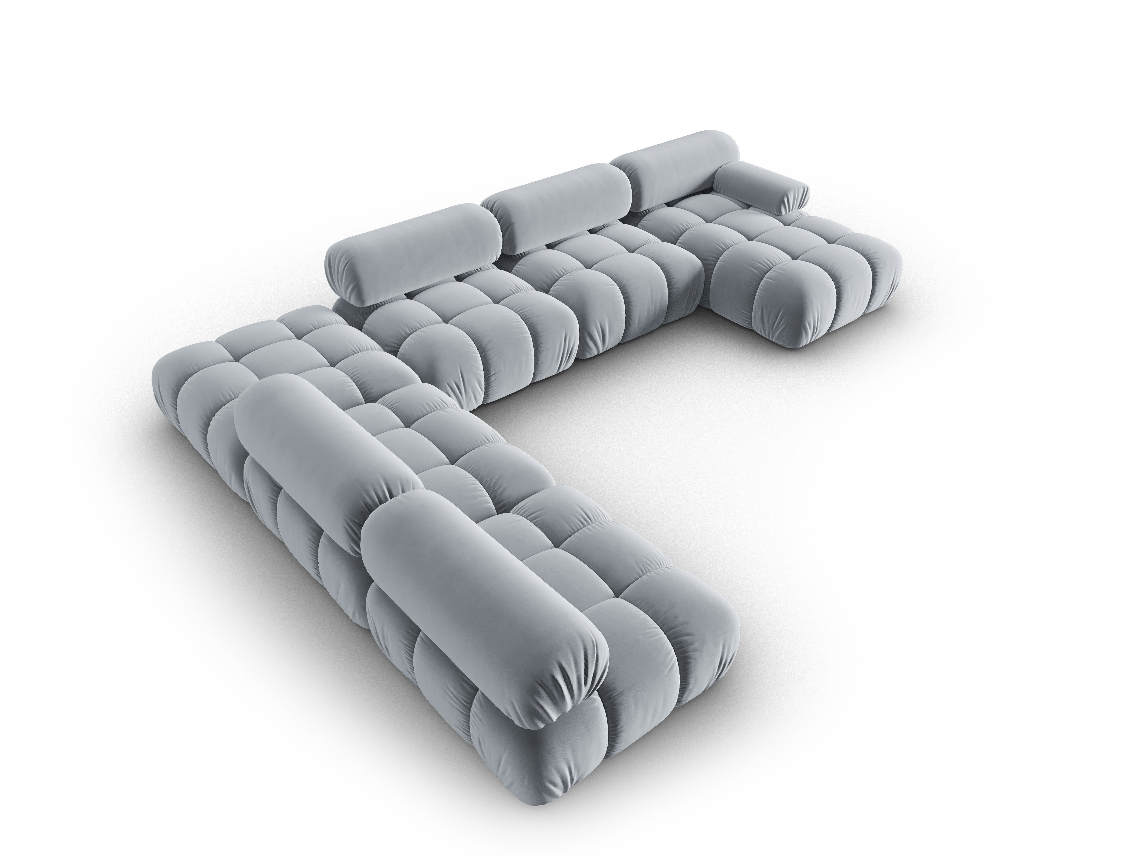 CORTINA Blue Left-Hand Velvet Panoramic Corner Sofa