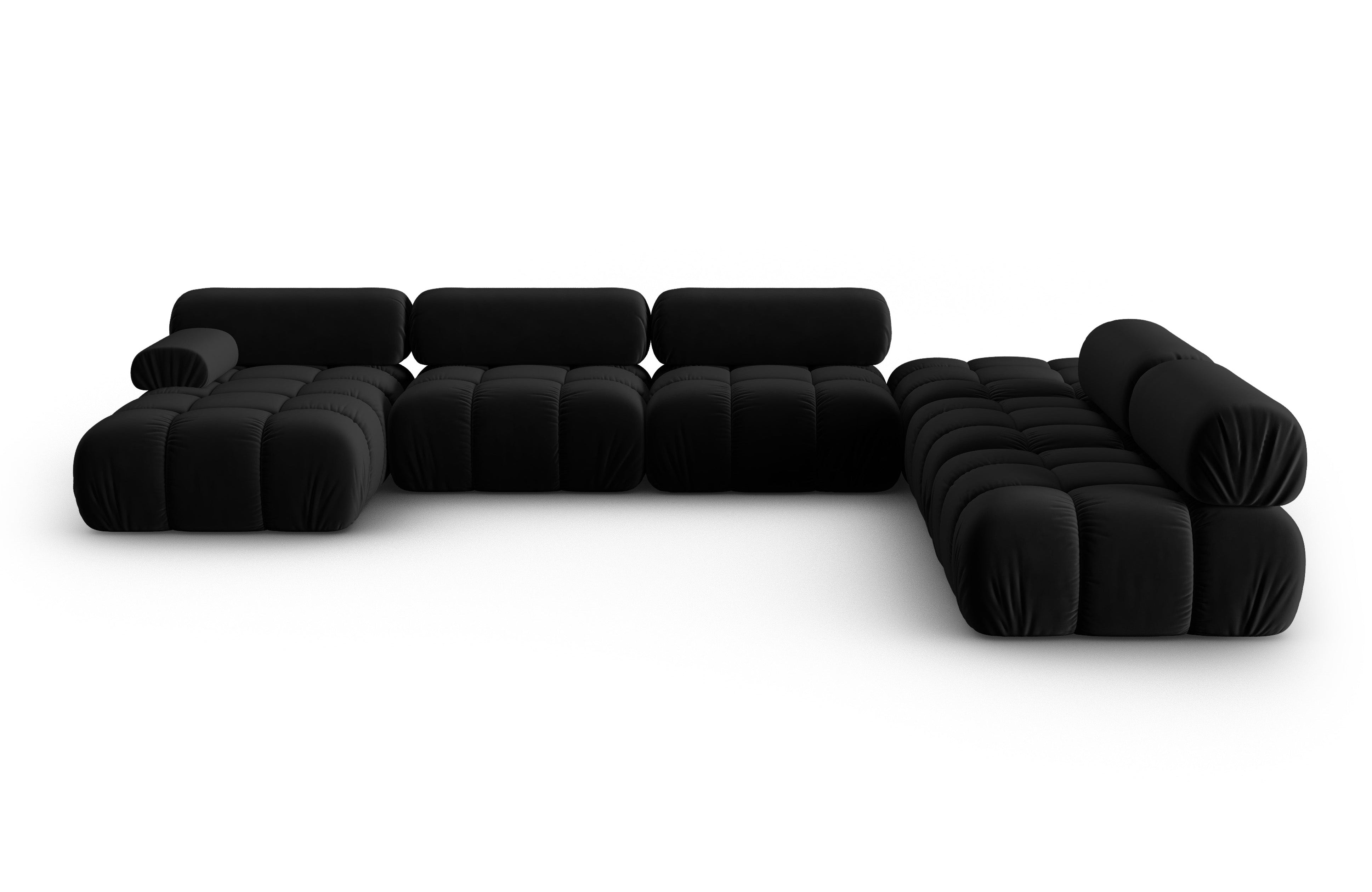 CORTINA Black Right-Hand Velvet Panoramic Corner Sofa
