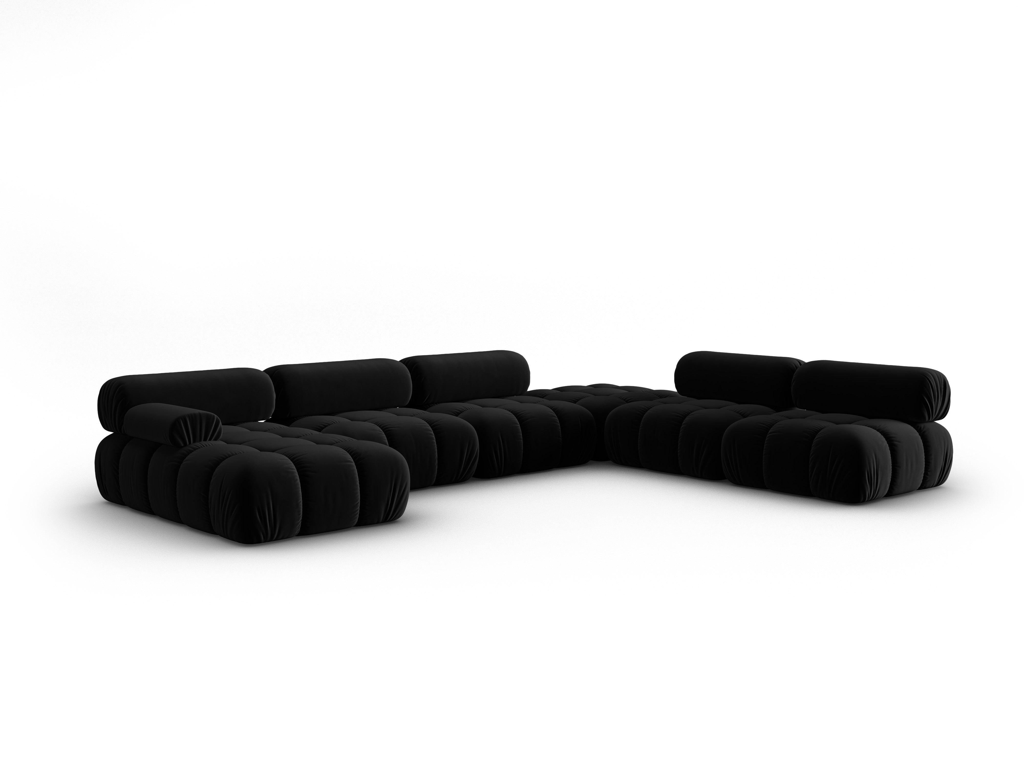 CORTINA Black Right-Hand Velvet Panoramic Corner Sofa