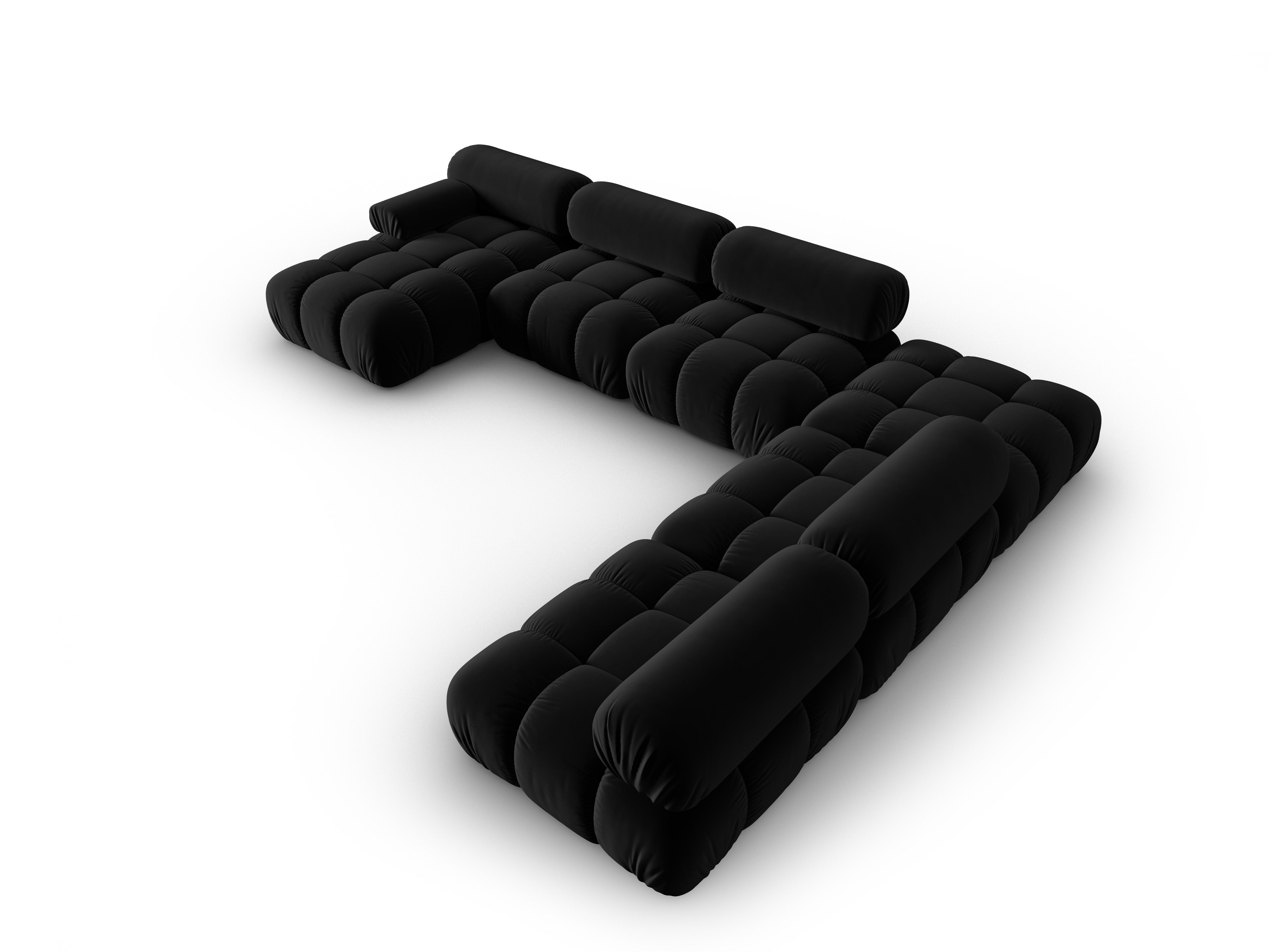 CORTINA Black Right-Hand Velvet Panoramic Corner Sofa