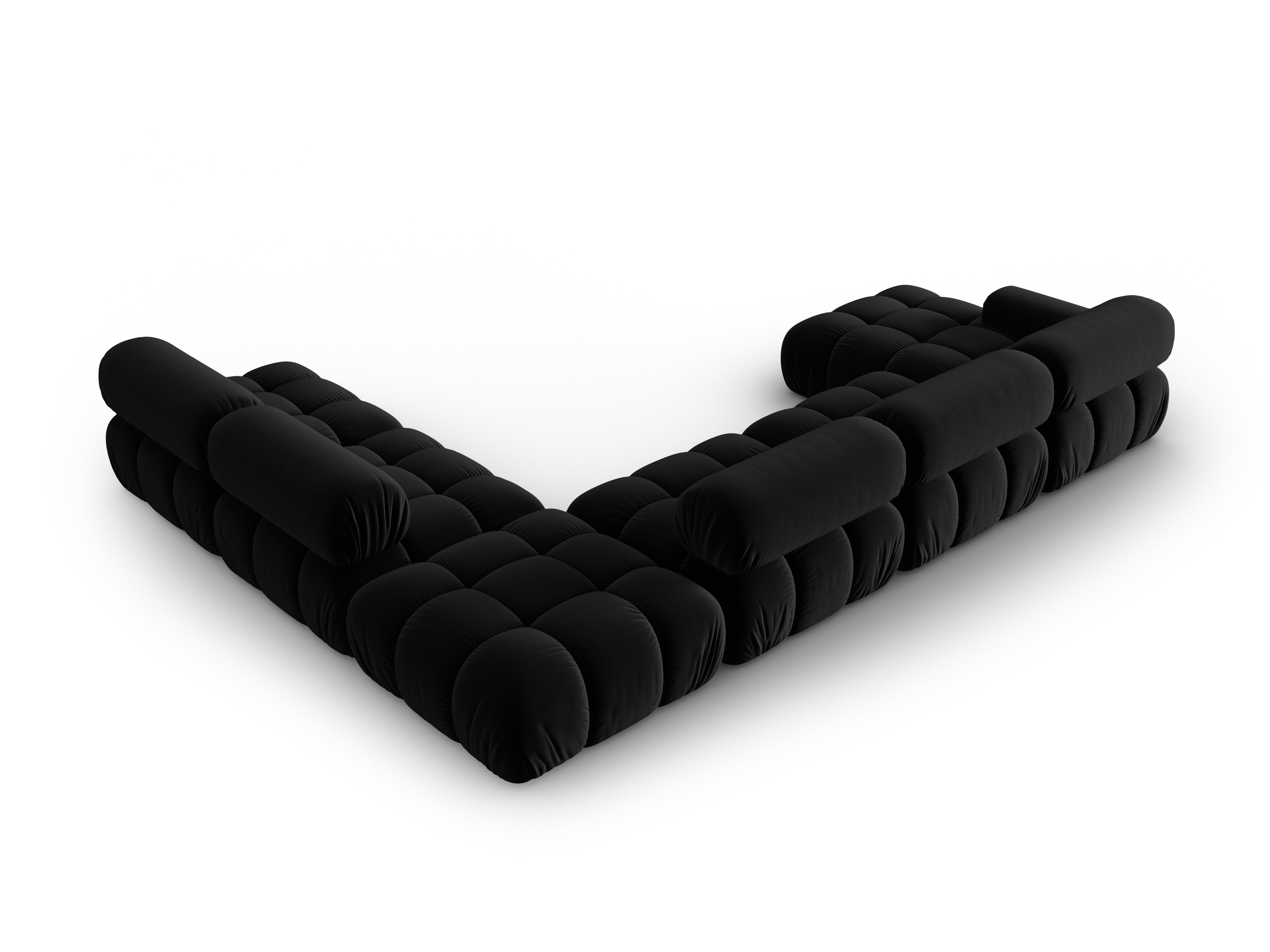 CORTINA Black Right-Hand Velvet Panoramic Corner Sofa