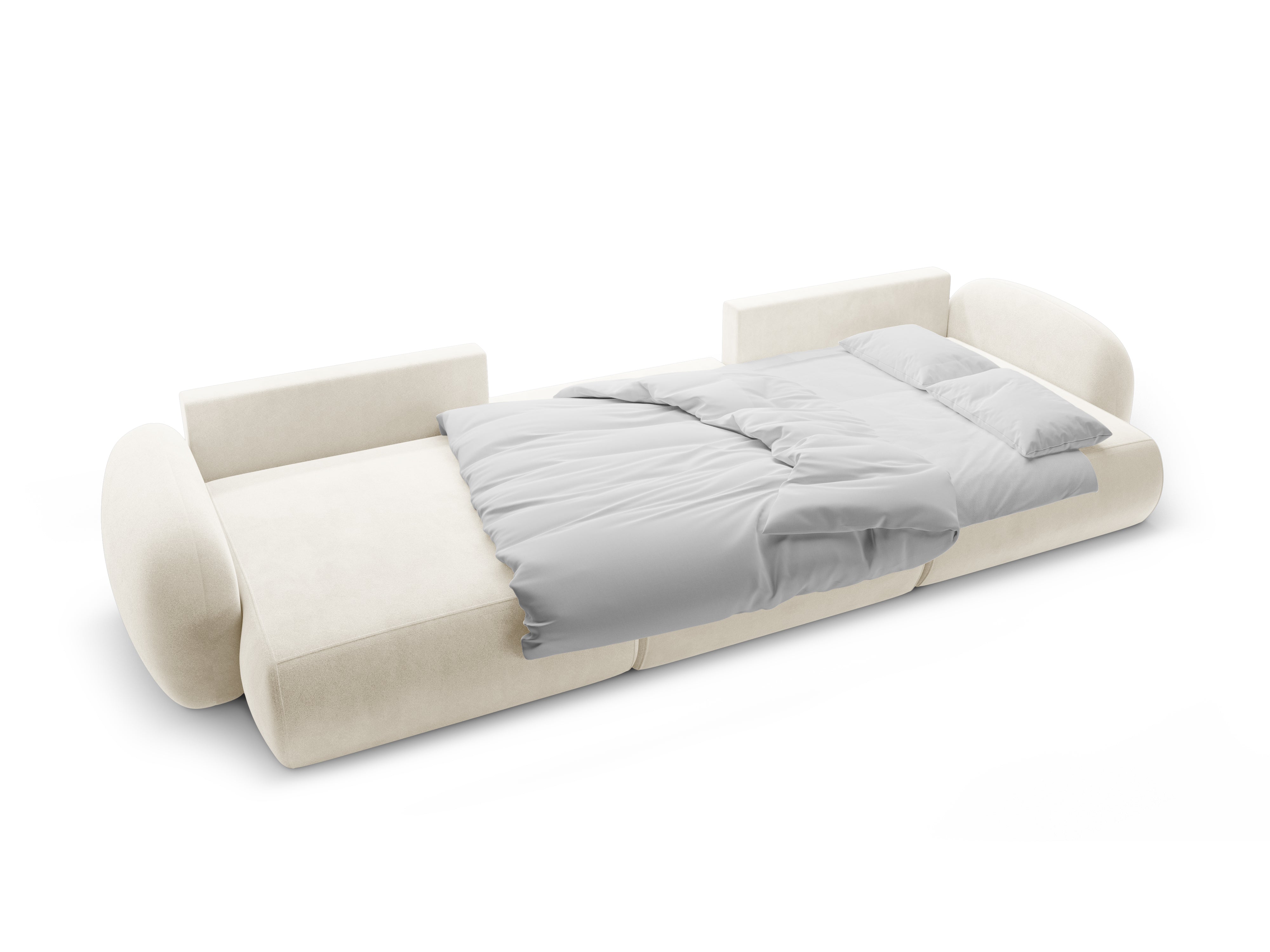 Sofa panoramisch samtig mit Schlaf-Funktion für 5 Personen TONALE cremefarben