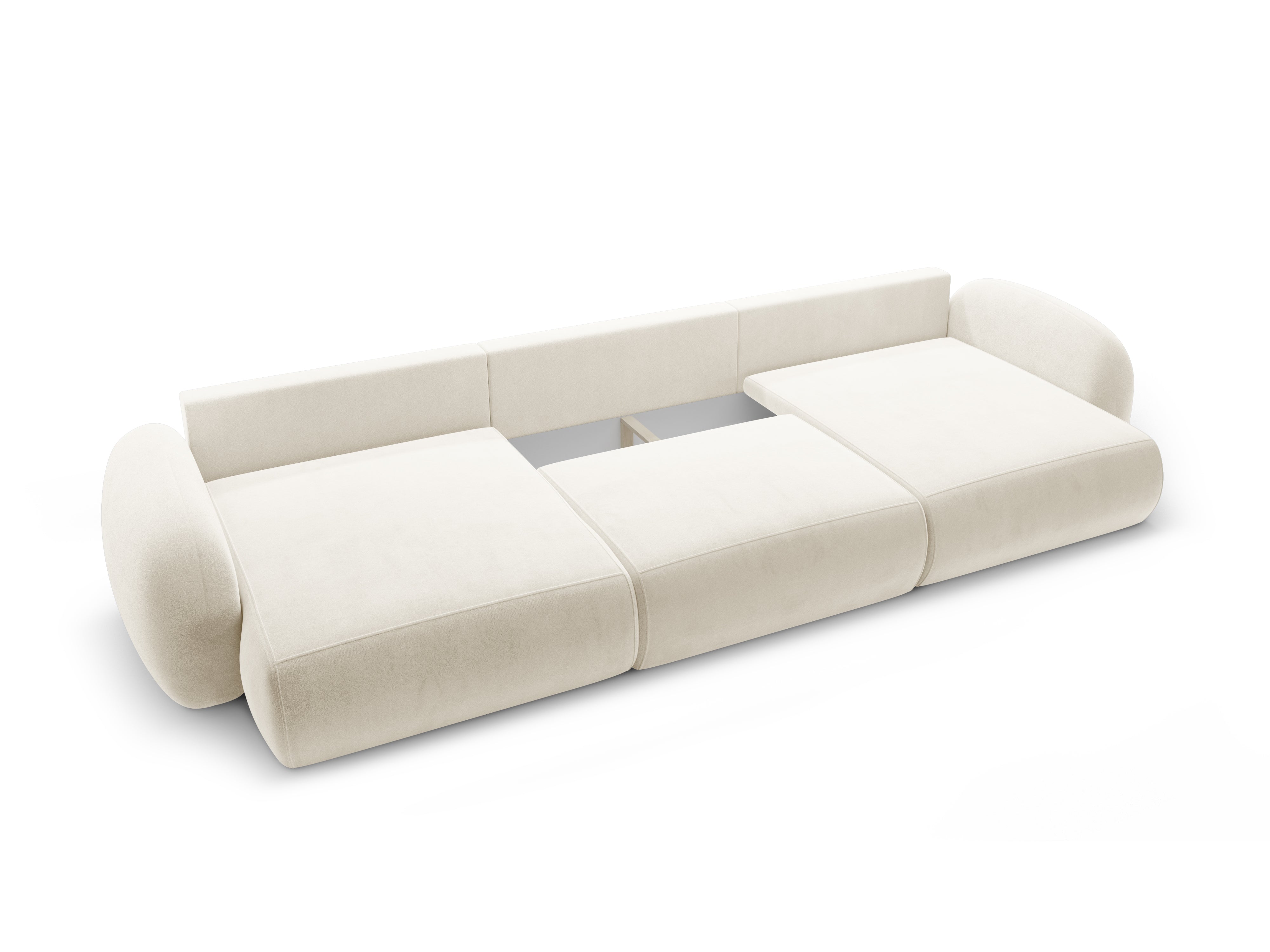 Sofa panoramisch samtig mit Schlaf-Funktion für 5 Personen TONALE cremefarben
