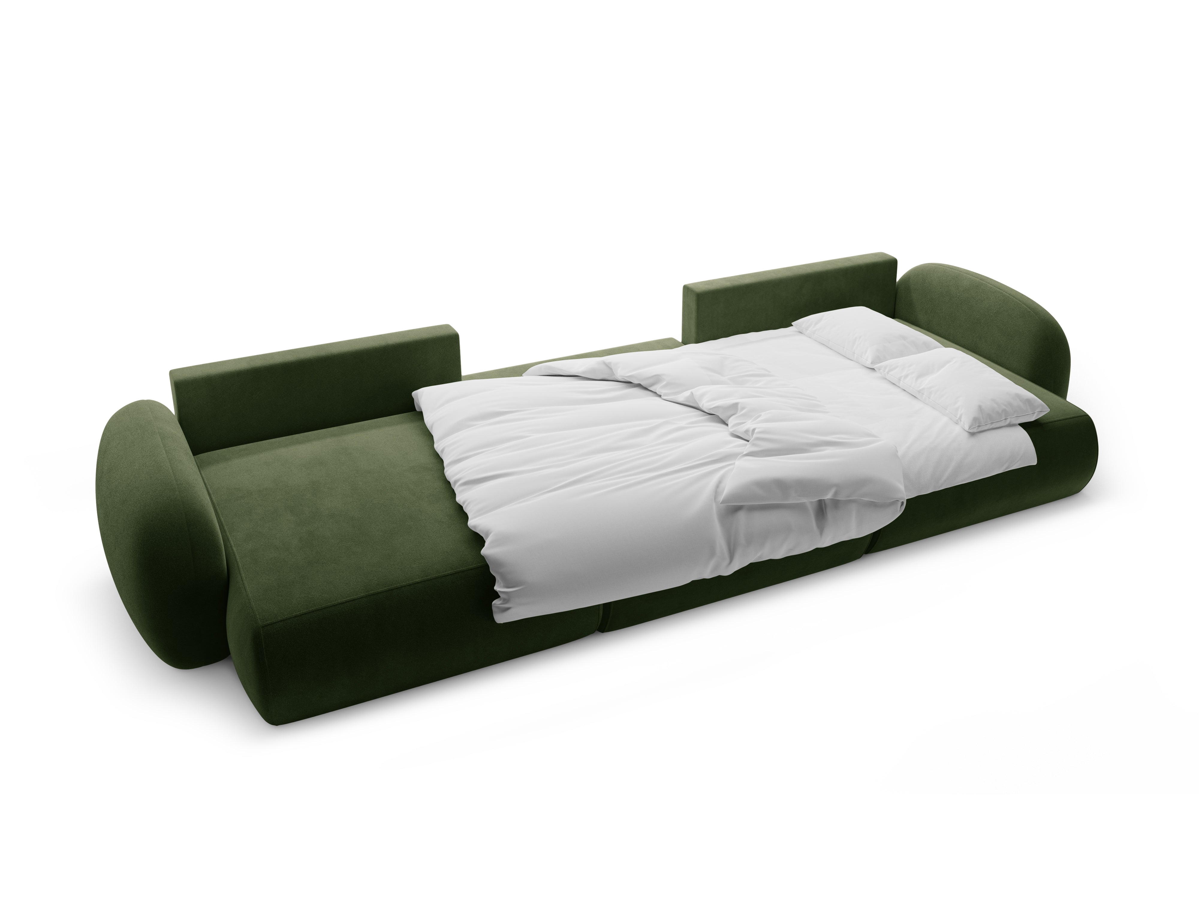 Sofa panoramisch aus Samt mit Schlaf-Funktion für 5 Personen TONALE militärisches Grün
