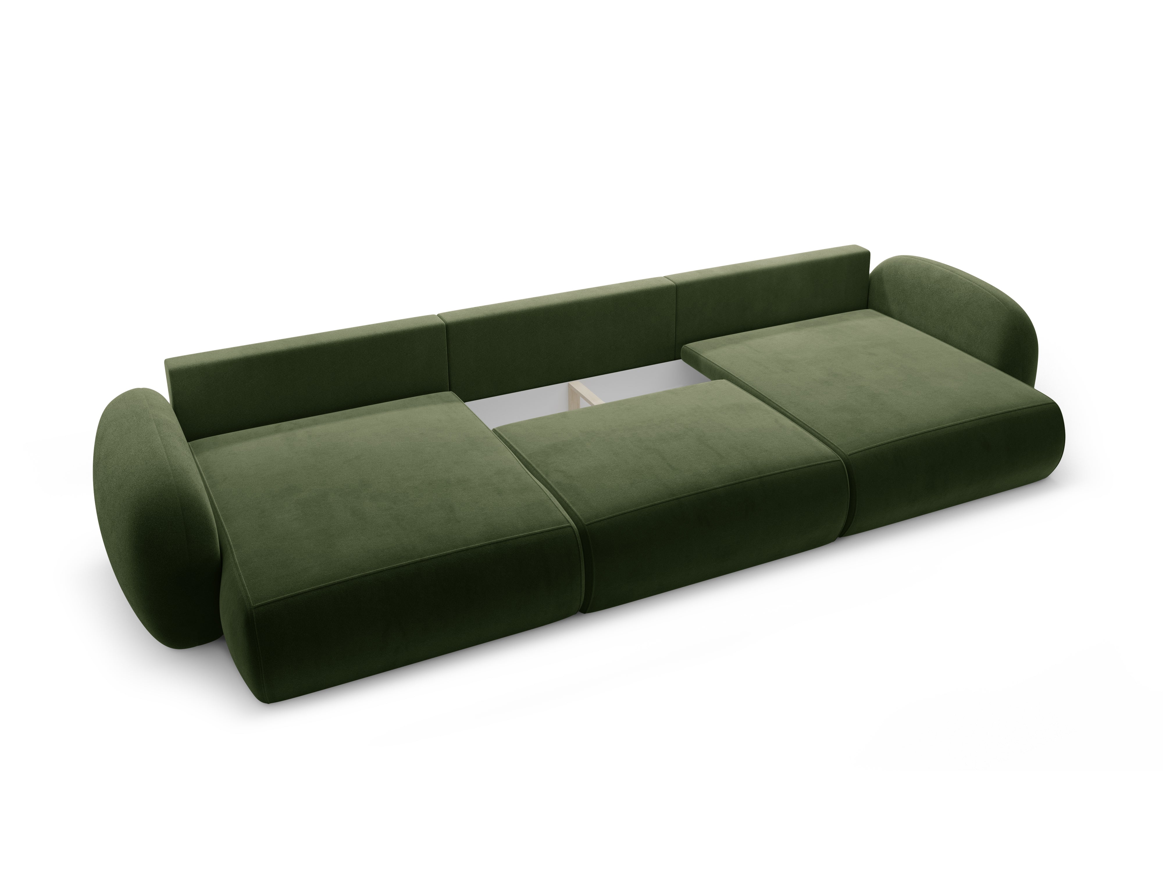 Sofa panoramisch aus Samt mit Schlaf-Funktion für 5 Personen TONALE militärisches Grün
