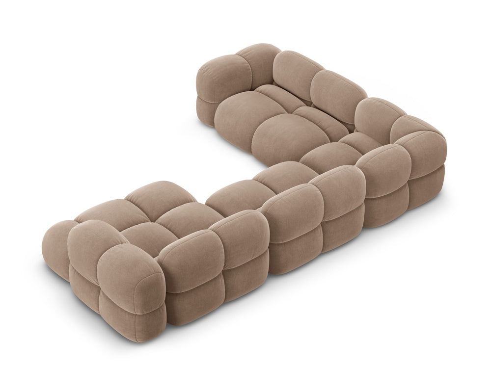 Left-facing U-shaped velvet corner sofa LORETTO in dark beige