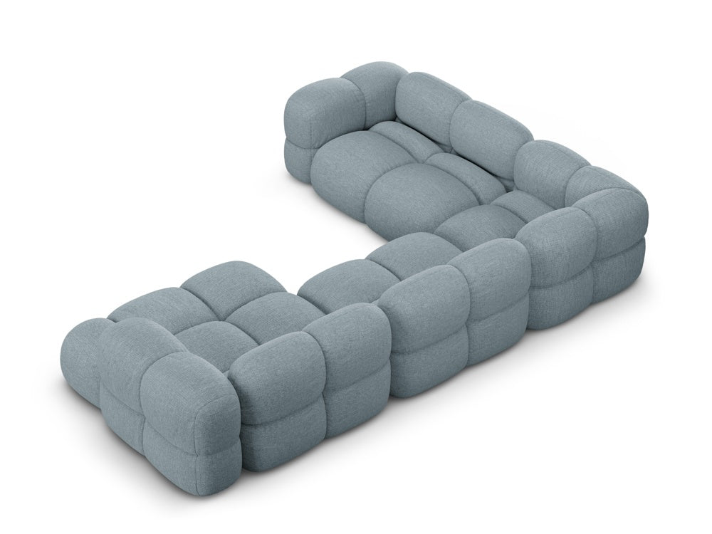 Left-facing U-shaped sofa LORETTO pastel blue