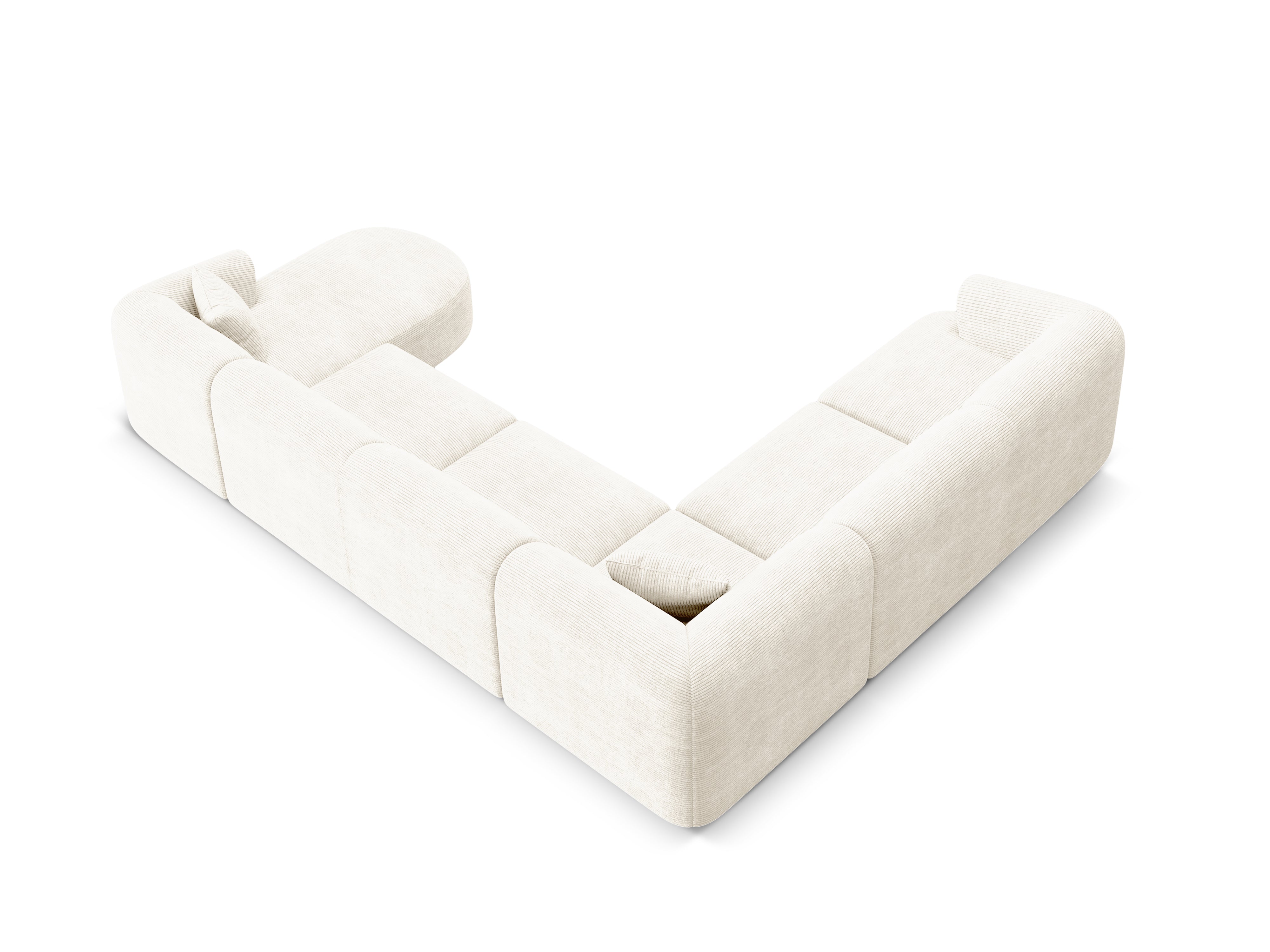 Linksseitiges Panoramabettsofa für 7 Personen CAMPI in cremefarbener Cord-Optik
