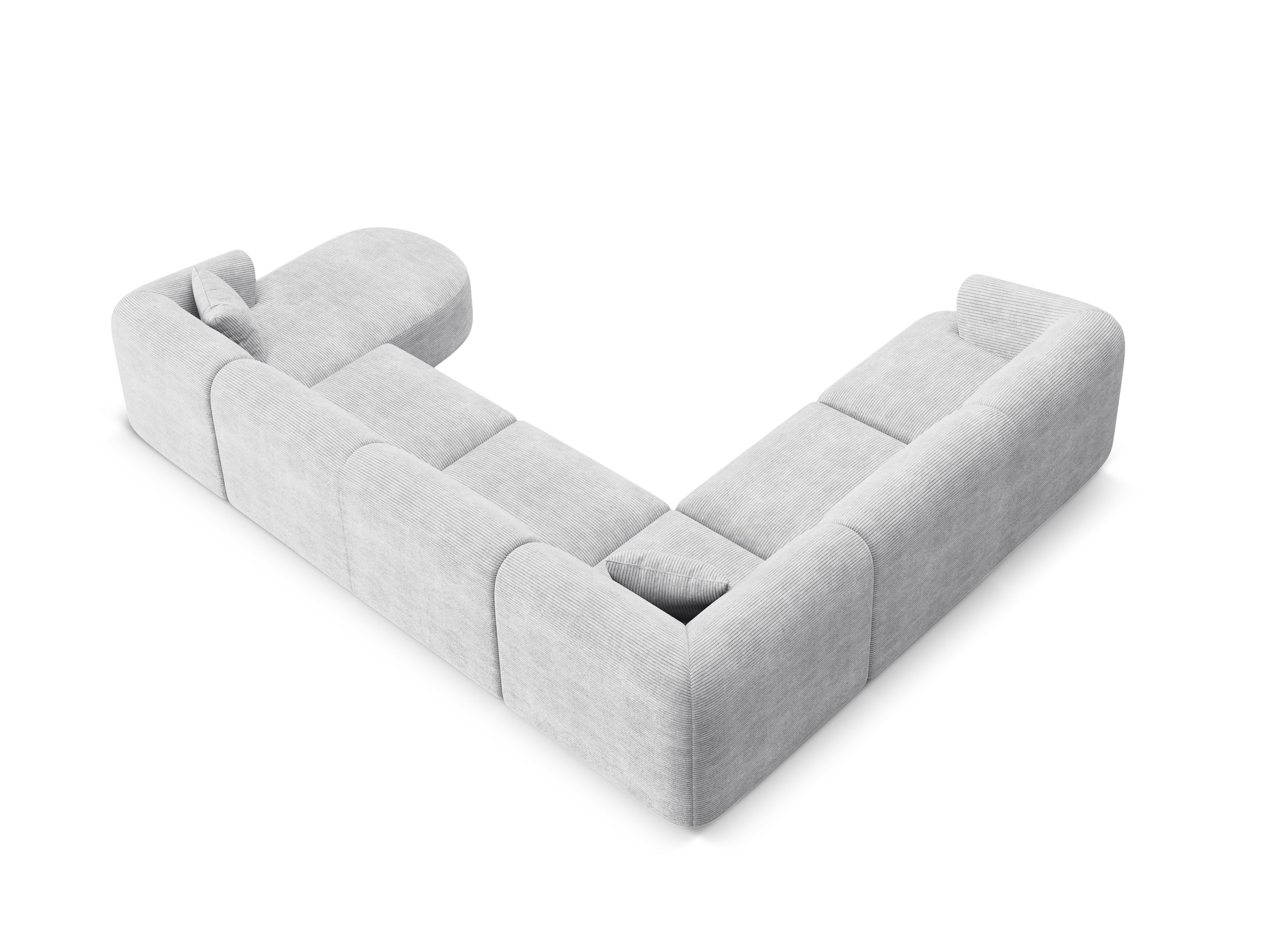 Left-sided panoramic corner sofa for 7 people CAMPI light gray corduroy