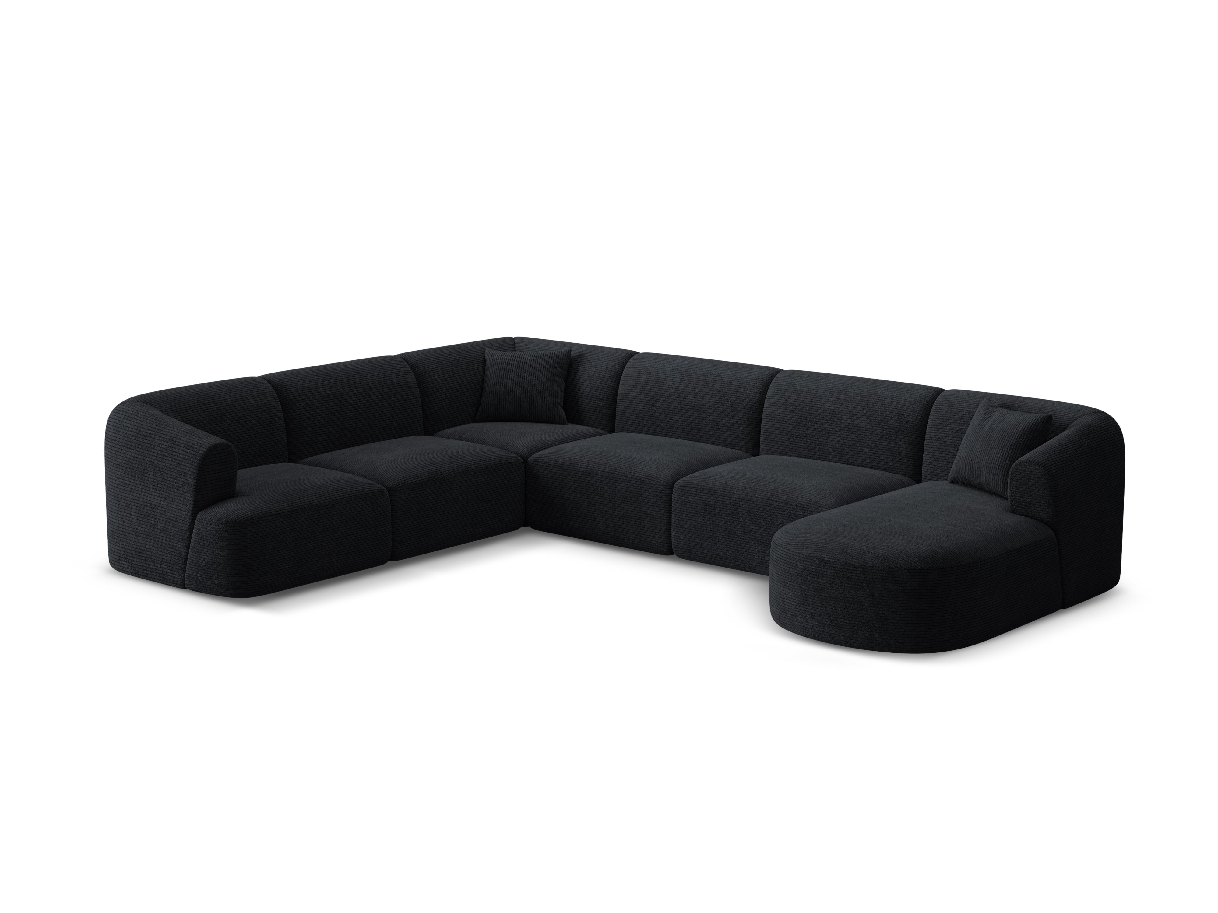 Linksseitiges Panoramabettsofa für 7 Personen CAMPI schwarzer Cord