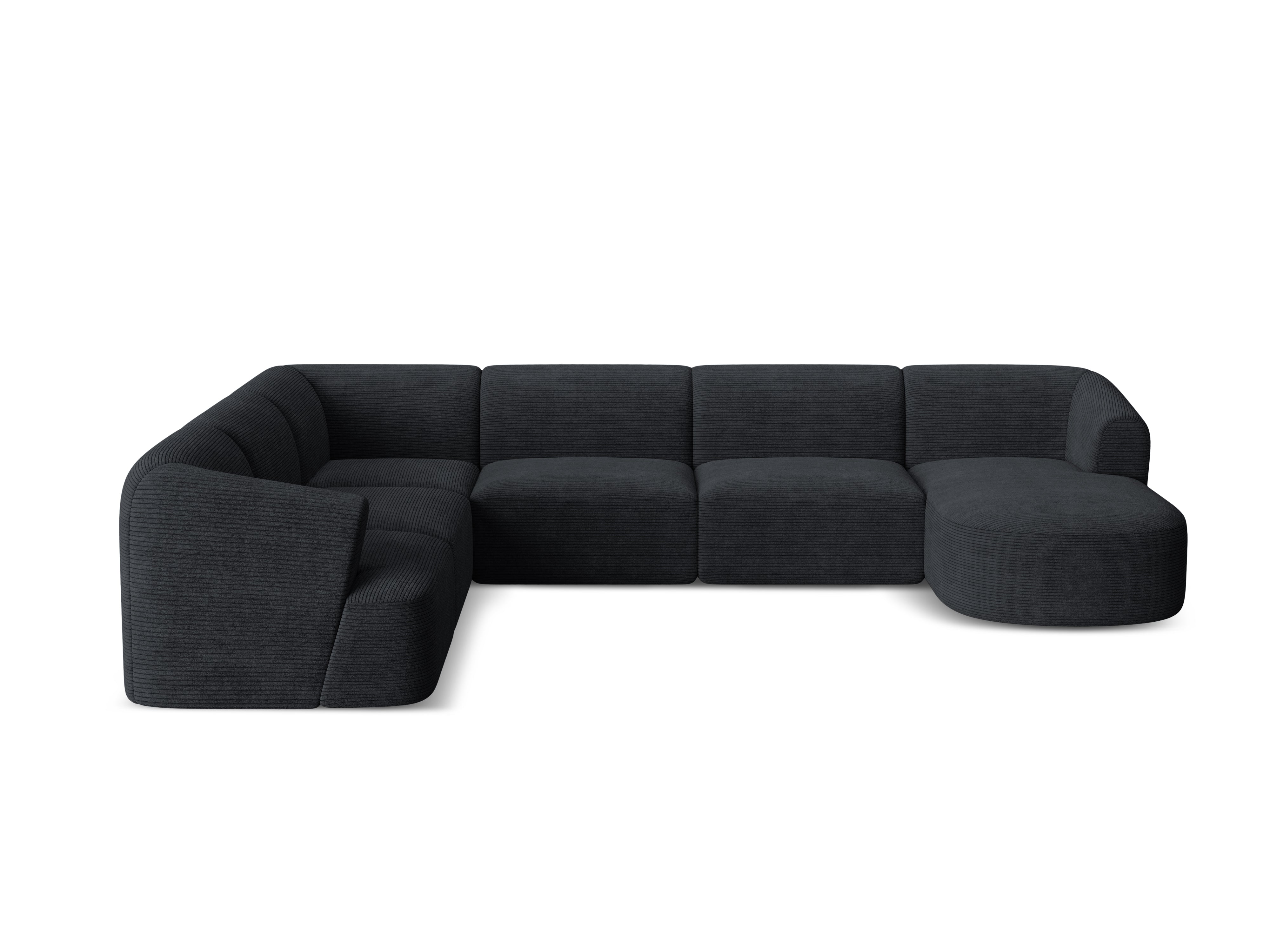 Linksseitiges Panoramabettsofa für 7 Personen CAMPI schwarzer Cord