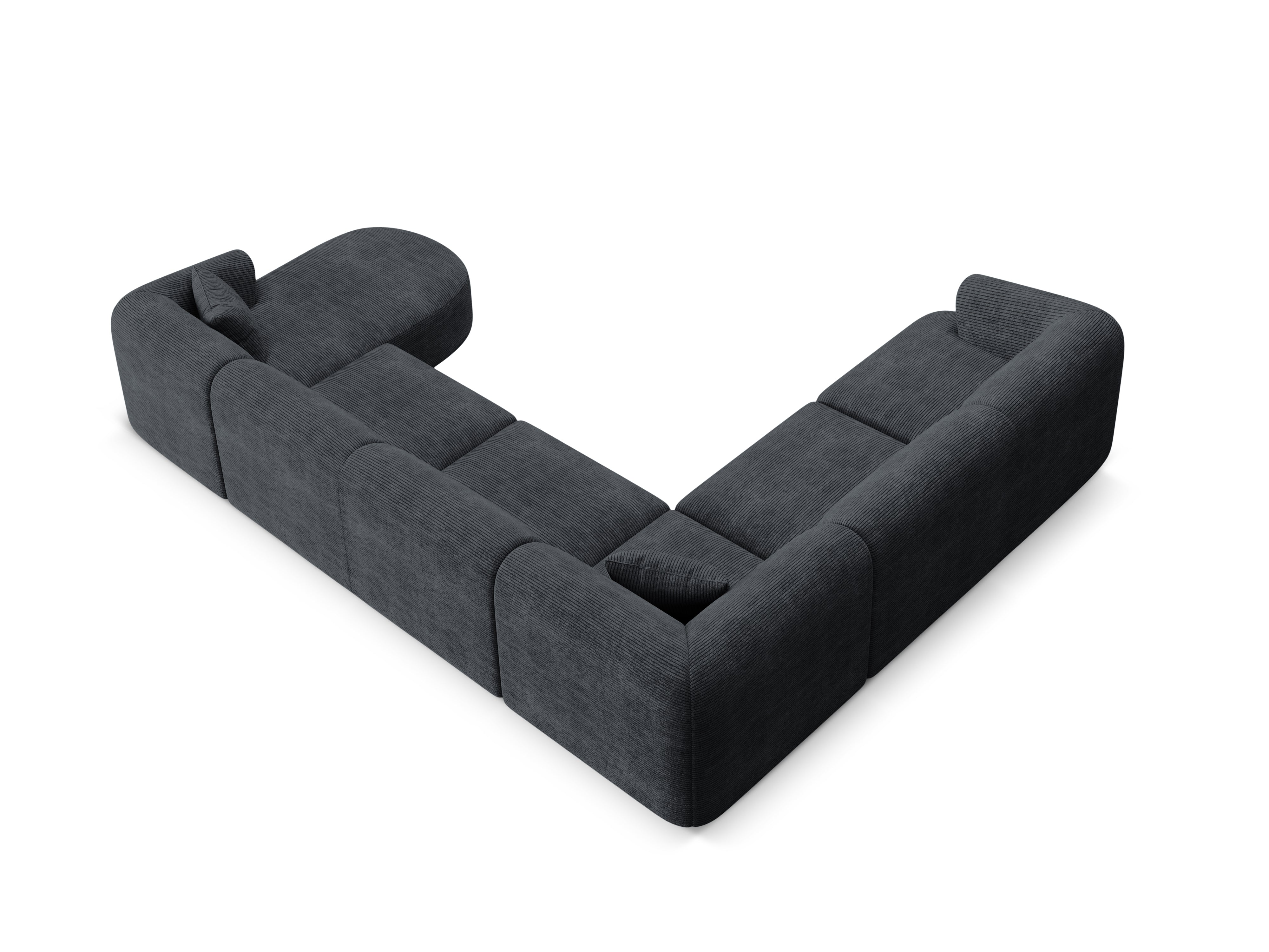 Linksseitiges Panoramabettsofa für 7 Personen CAMPI schwarzer Cord