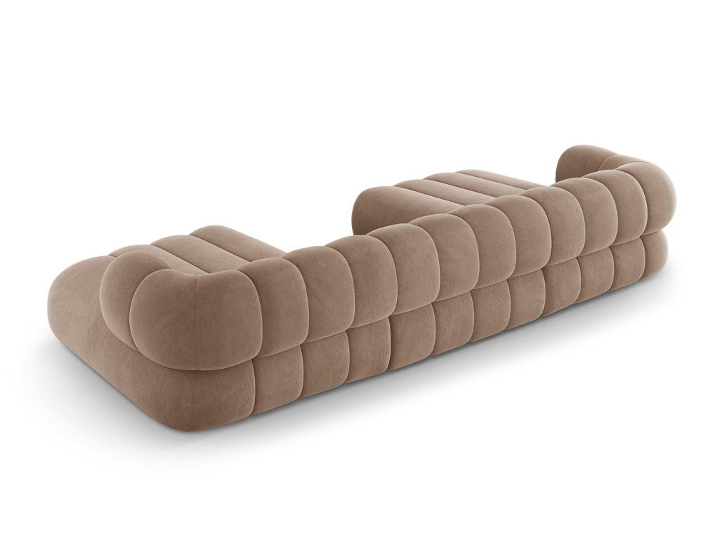 Sofa panoramisch samtig 6-sitzig KOGE dunkelbeige