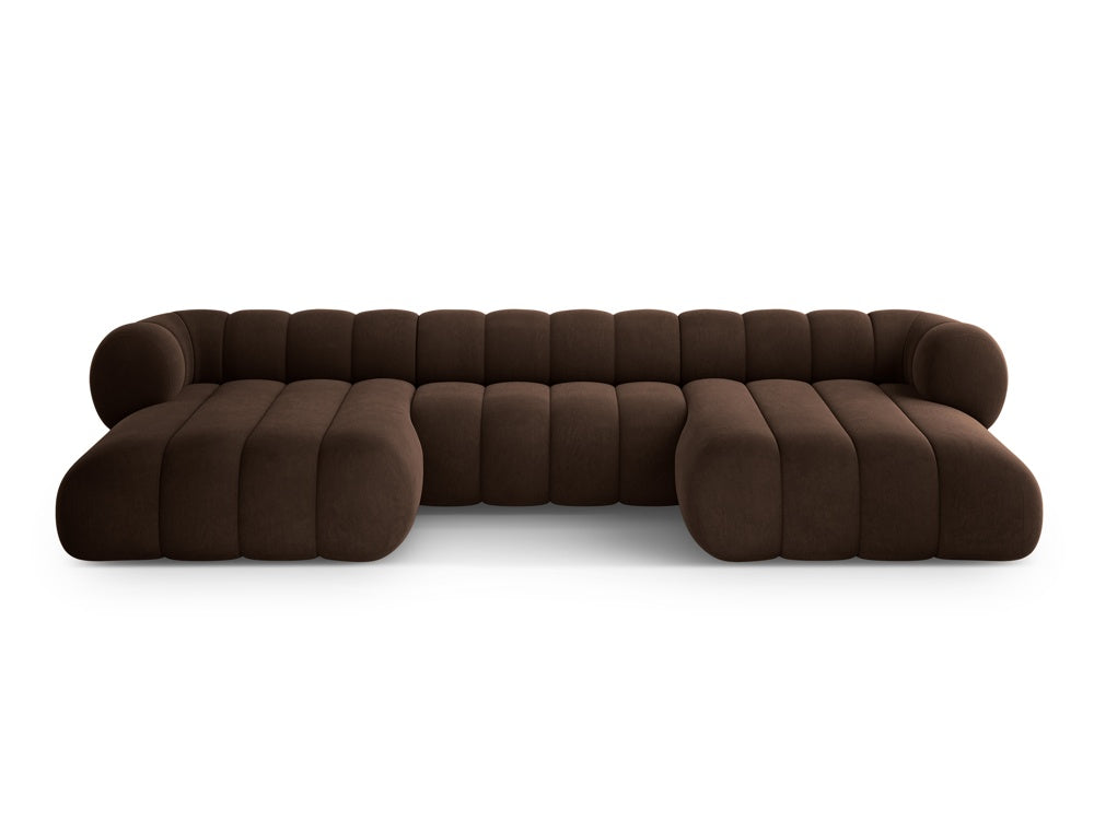 Sofa panoramisch samtig 6-sitzig KOGE schokoladenbraun