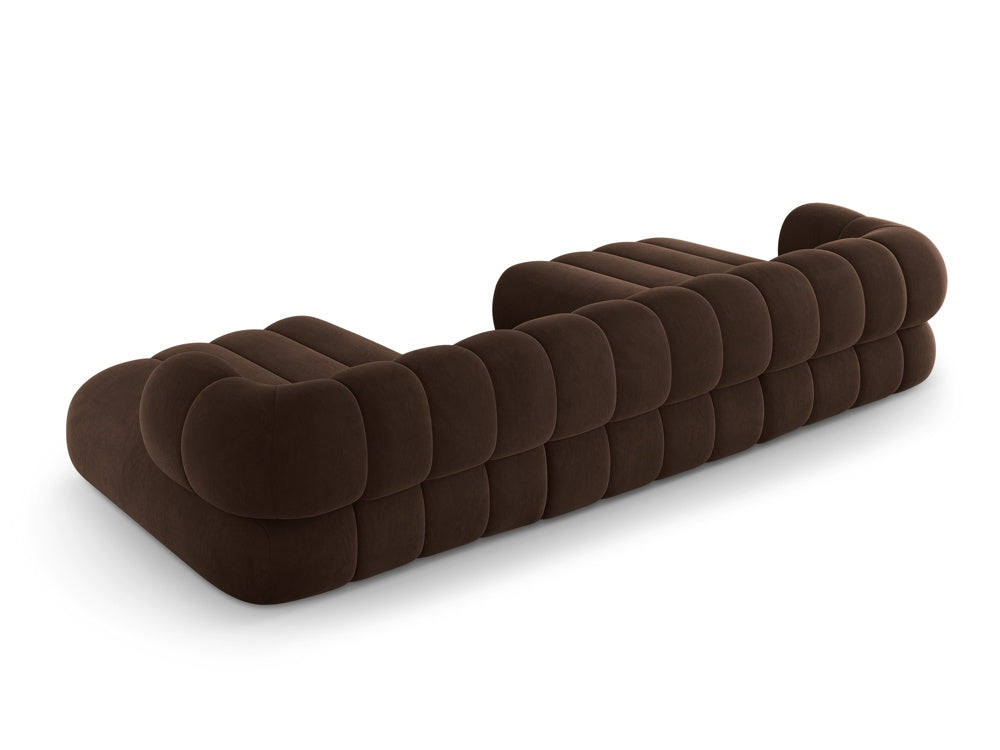 Sofa panoramisch samtig 6-sitzig KOGE schokoladenbraun