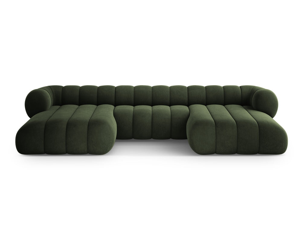 Sofa panoramisch samtig 6-sitzig KOGE grün