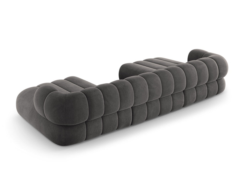 Sofa panoramisch samtig 6-sitzig KOGE dunkelgrau