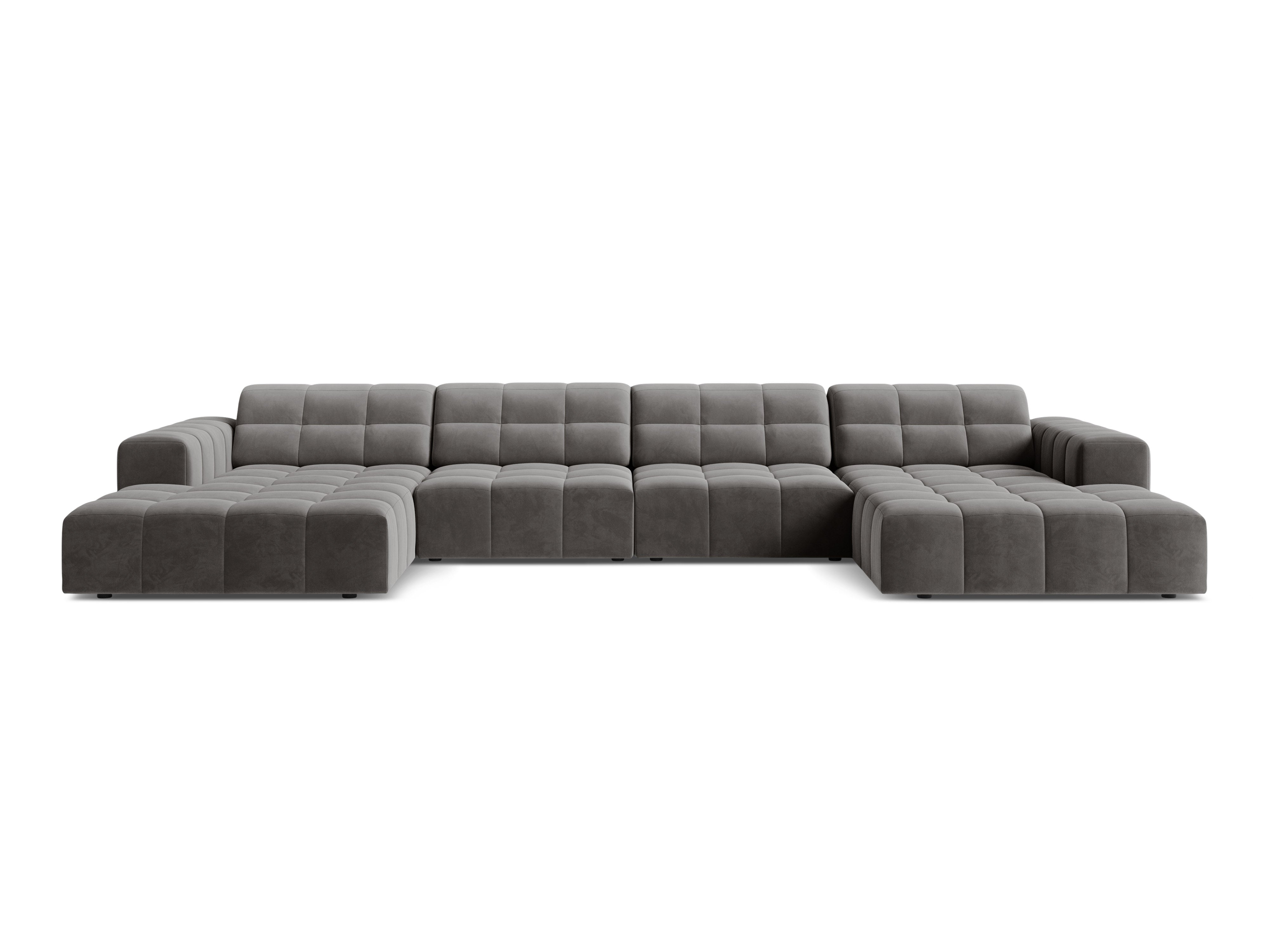 Velvet-Panorama-Sofa 6sitzer Chicago Gray