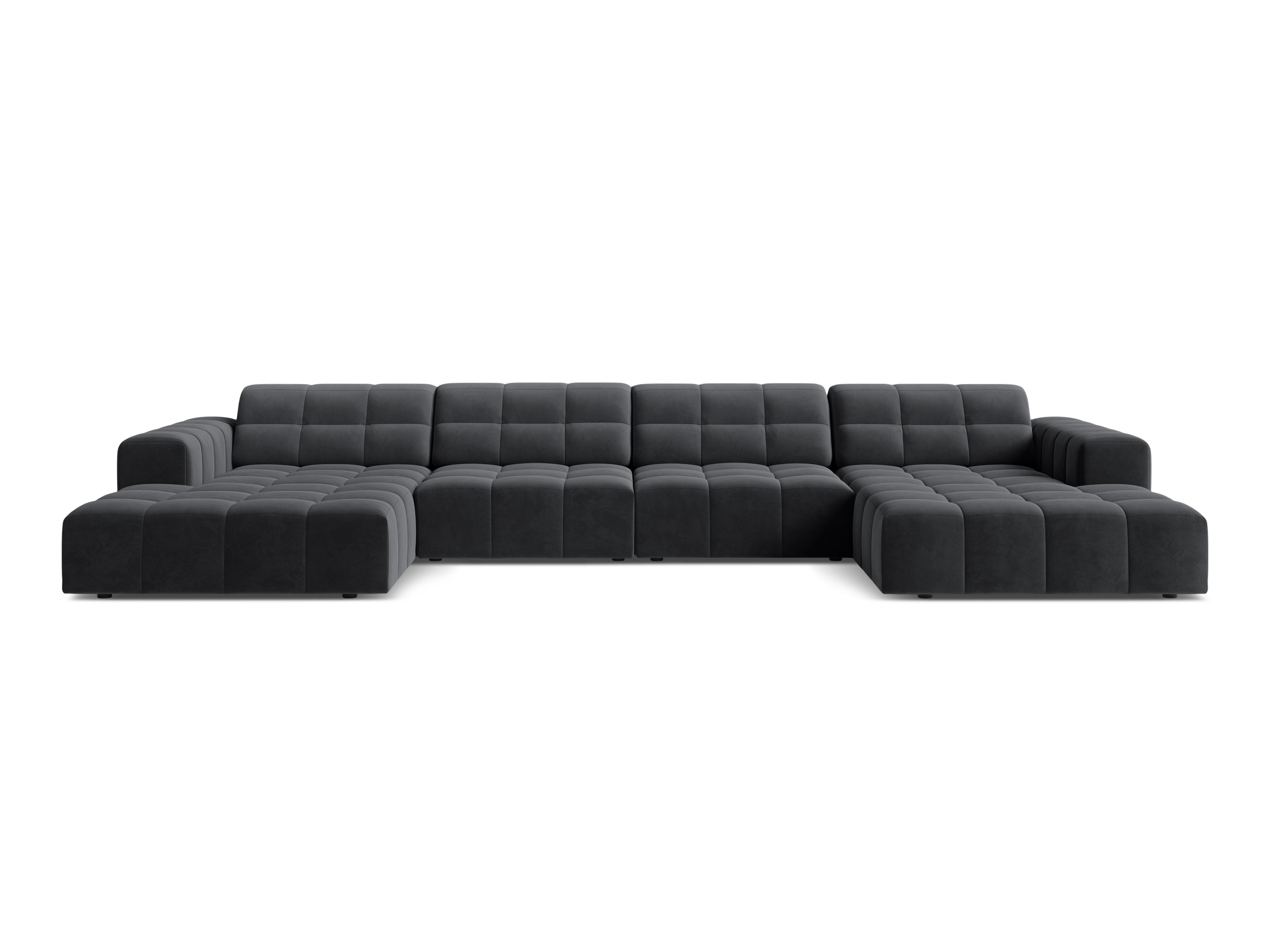 Velvet Panorama-Sofa 6-Personen Chicago Dunkelgrau