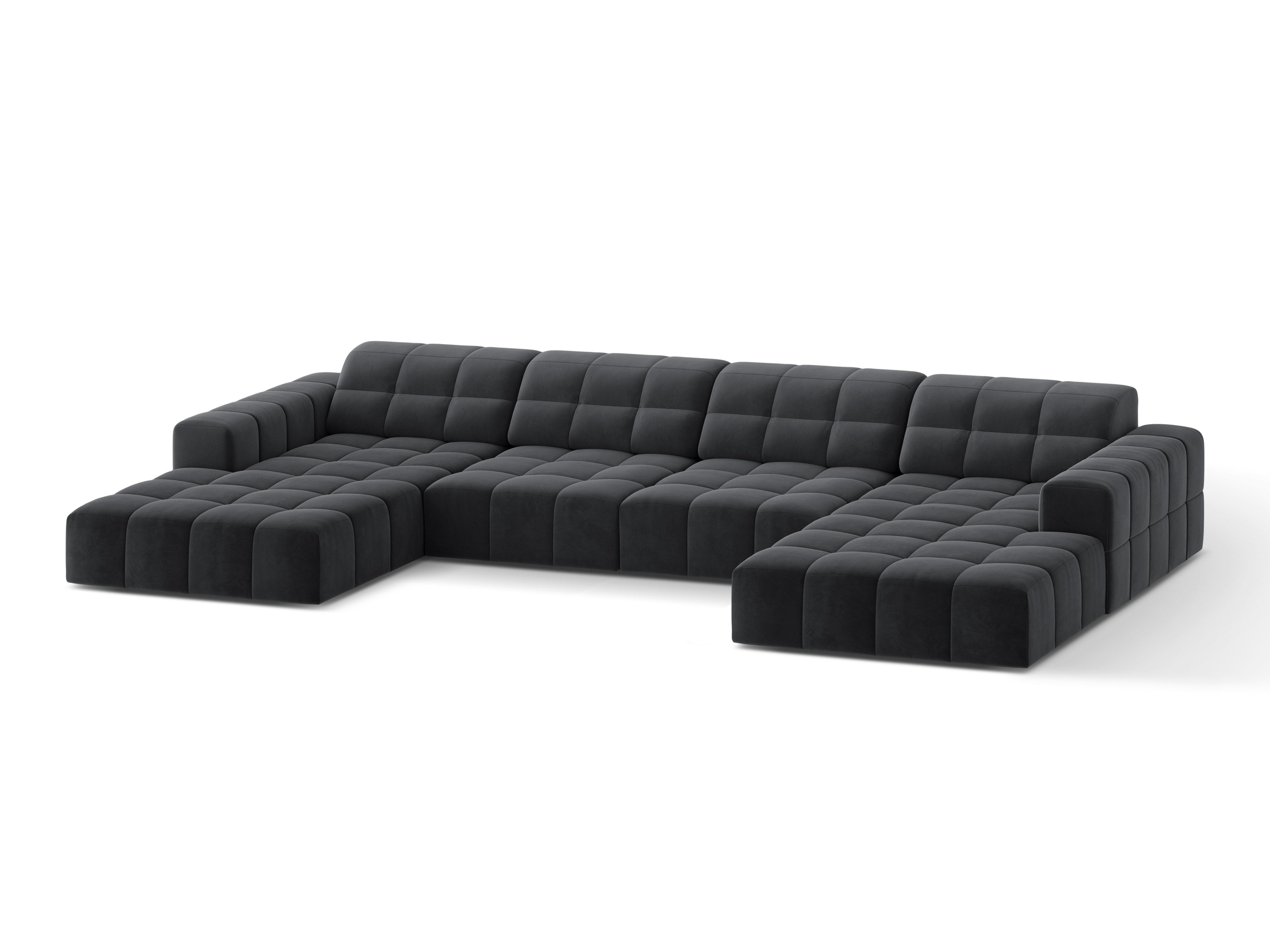 Velvet Panorama-Sofa 6-Personen Chicago Dunkelgrau