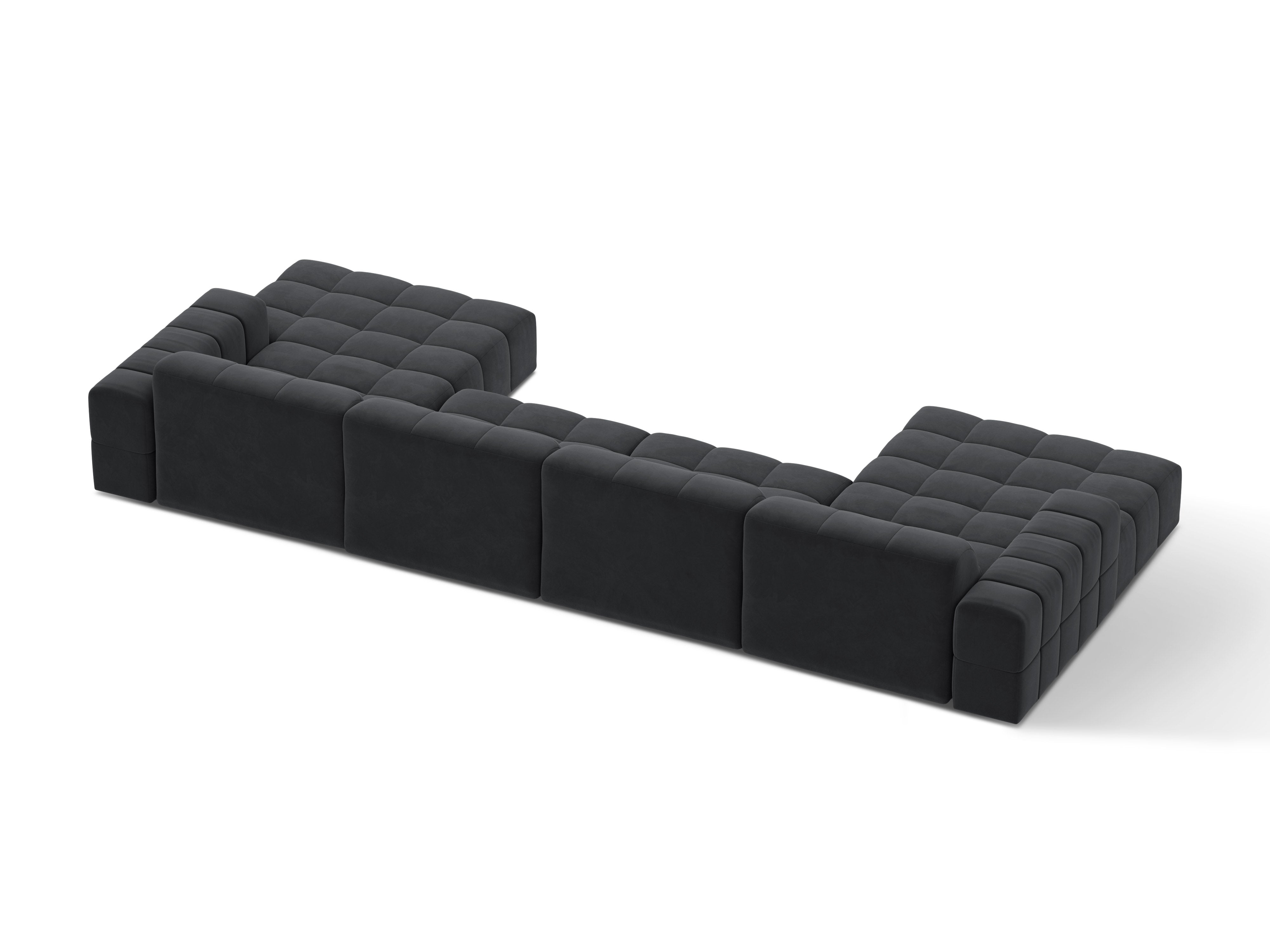 Velvet Panorama-Sofa 6-Personen Chicago Dunkelgrau