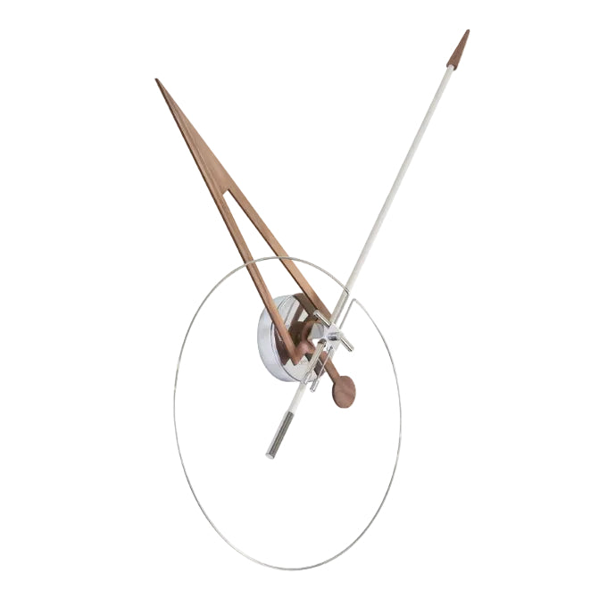 Wanduhr CRIS aus Nussbaumholz mit verchromter und weißer Oberfläche