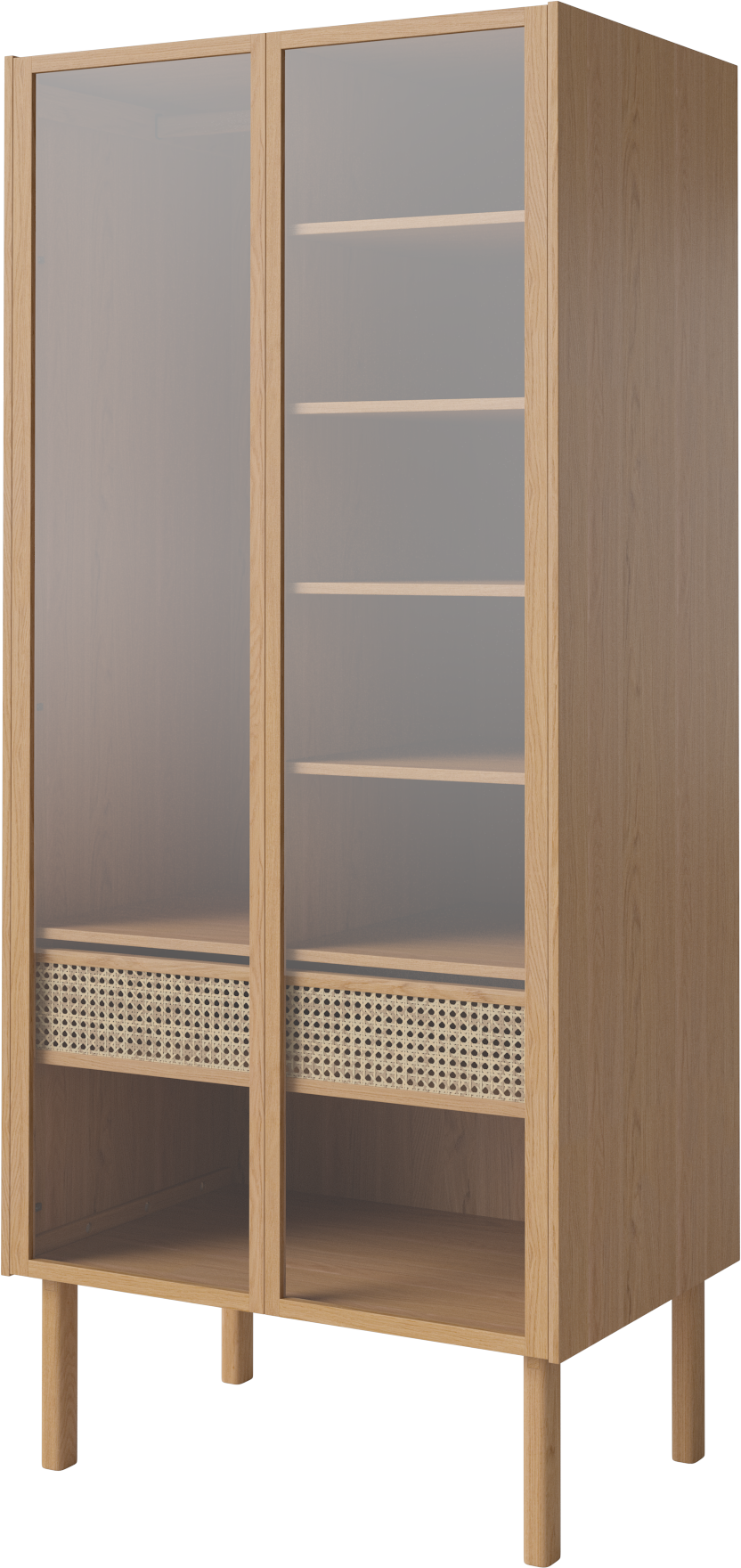 Kleiderschrank mit Glastüren Kana -Eichenholz