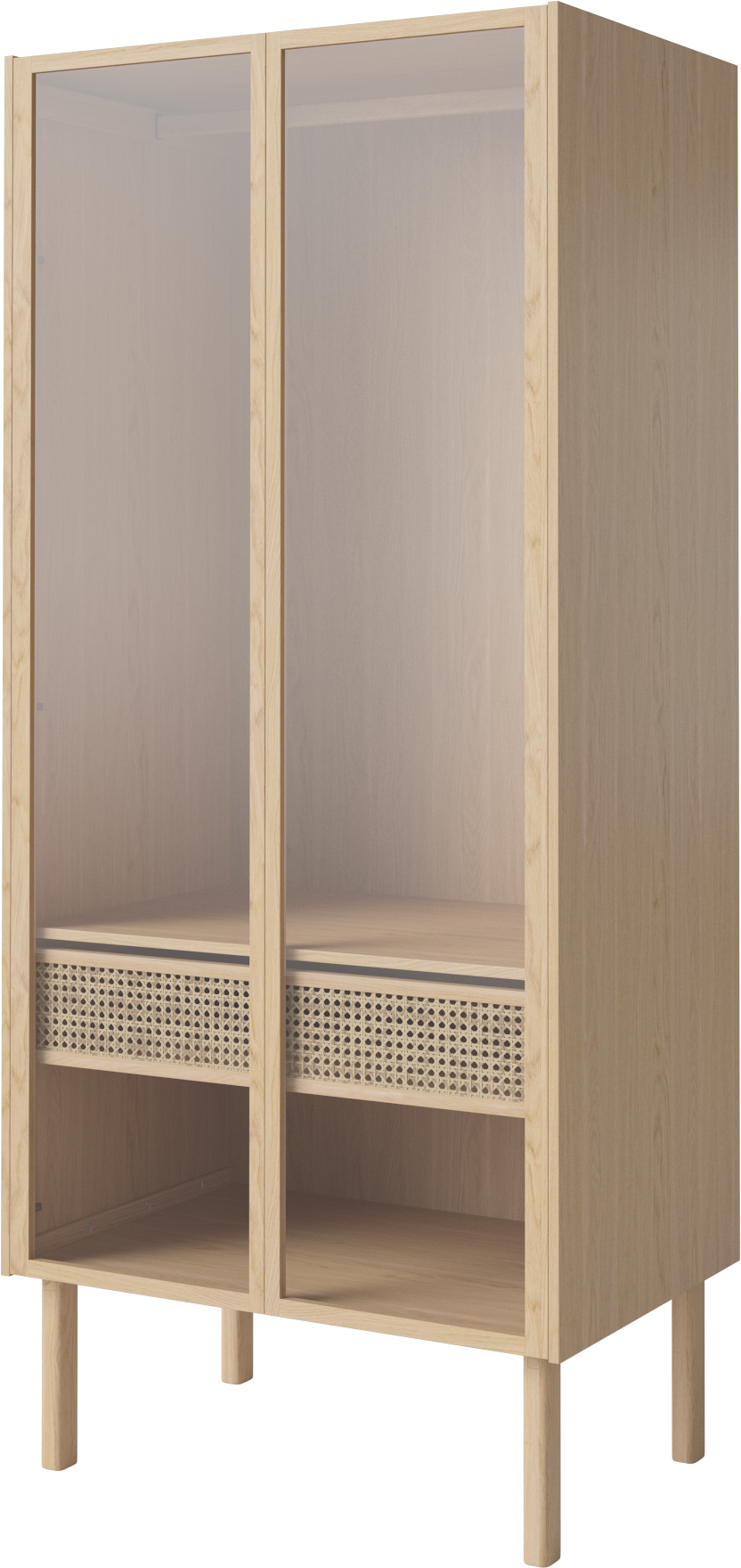 Wardrobe with glass doors Cana bleached oak wood