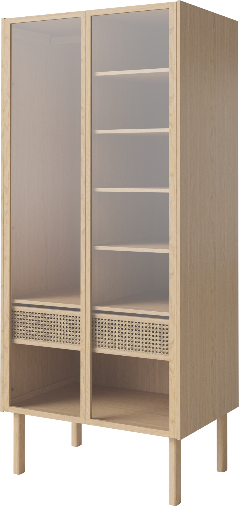 Wardrobe with glass doors Cana bleached oak wood