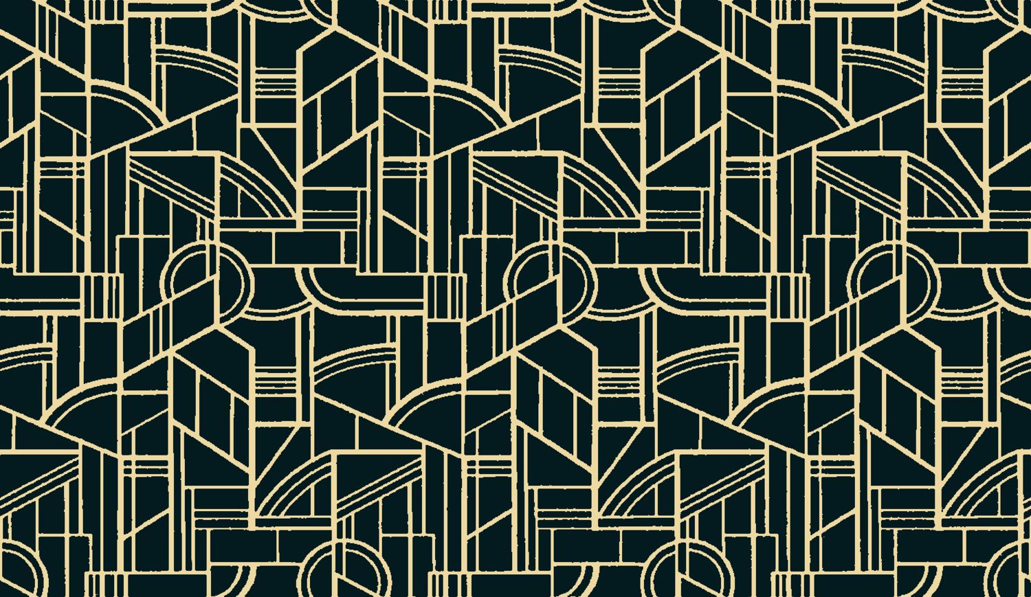 Textil-Tapete mit geometrischem Art-Déco-Muster REIMS - NOIR DE LUNE schwarz mit Gold