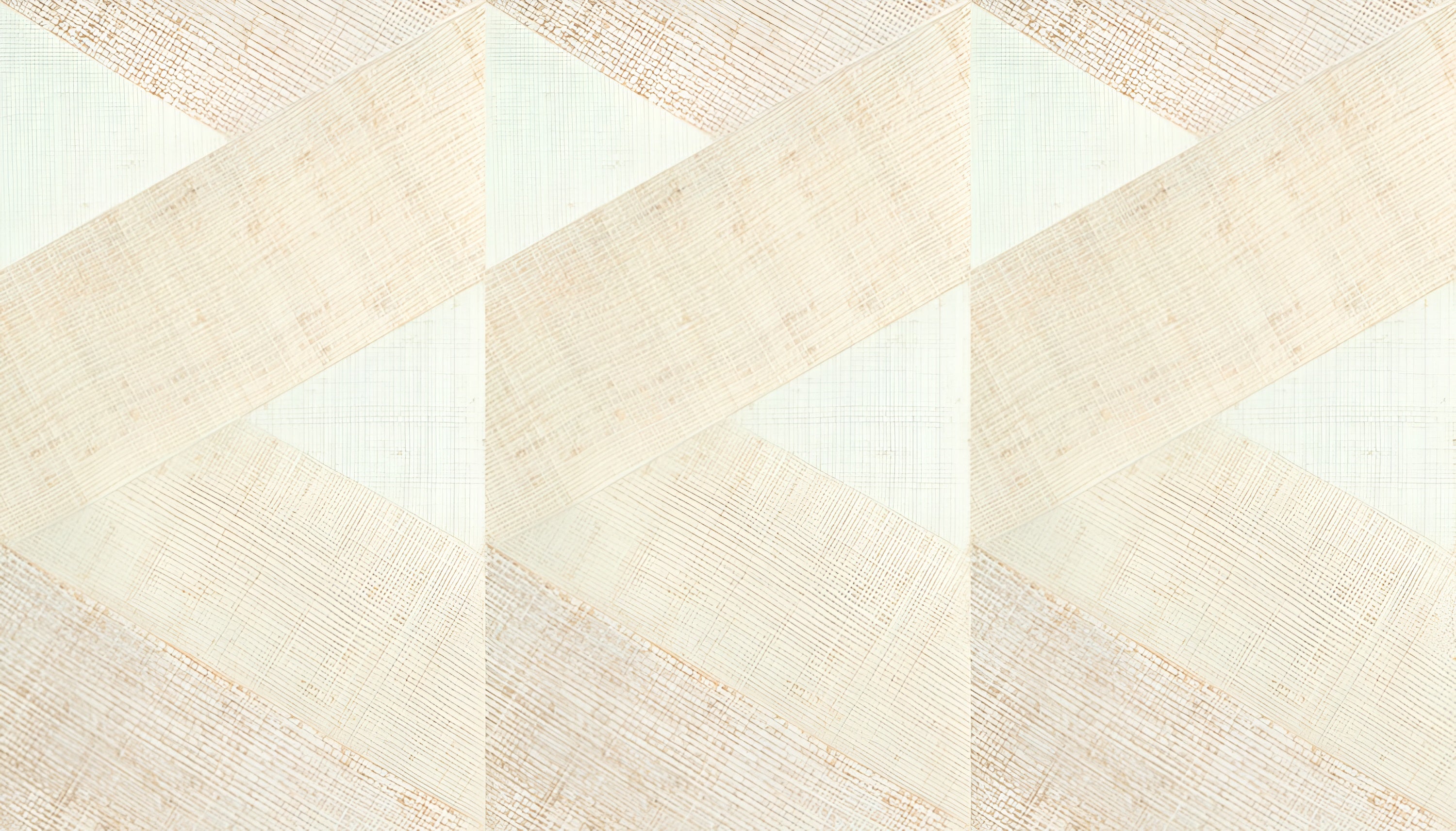 Natural wallpaper with a geometric pattern made of raffia SOLAL - WHITE with beige